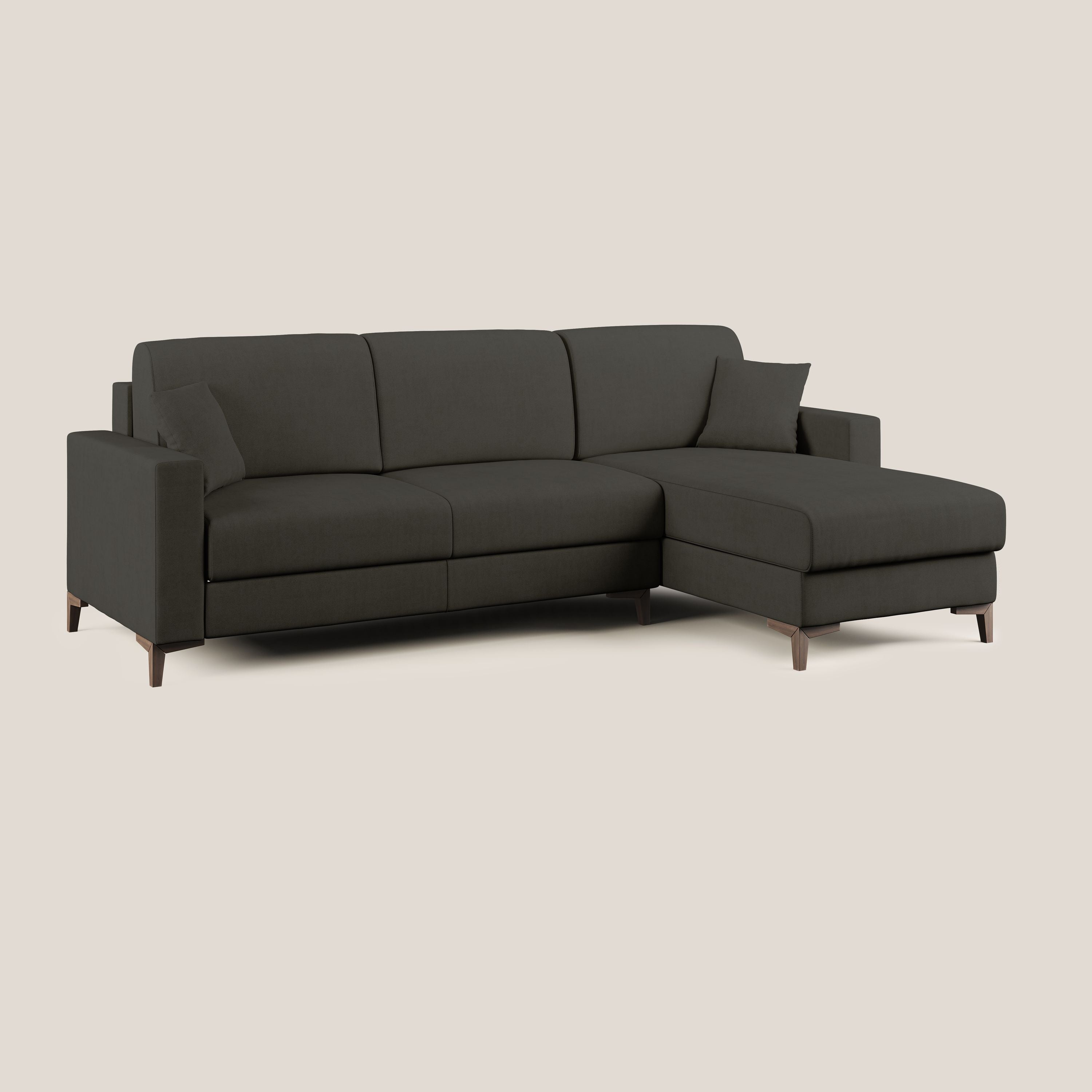 Kafka divano letto angolare in morbido tessuto impermeabile T02 nero - divani.store