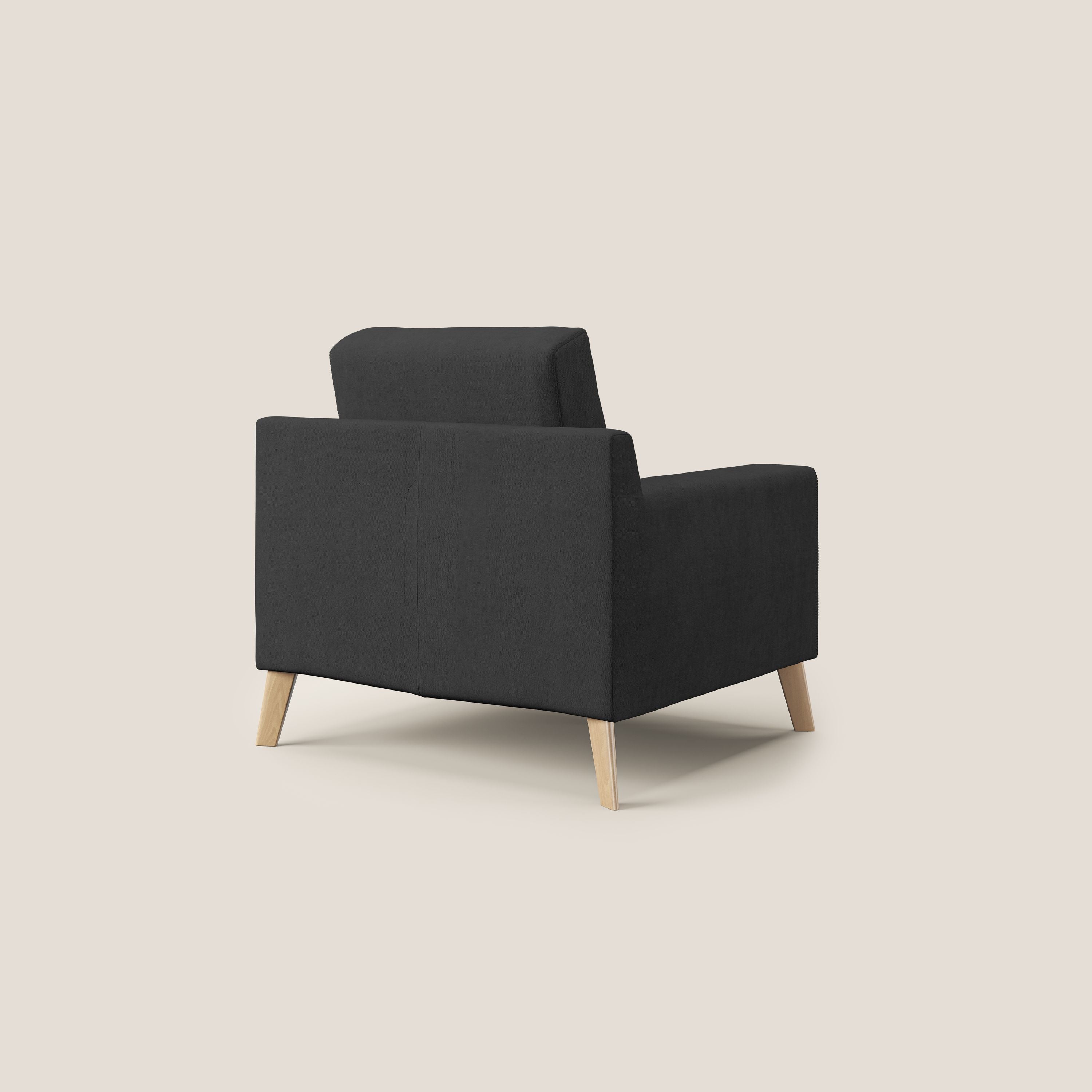 Danish poltroncina in tessuto morbido impermeabile T02 nero - divani.store