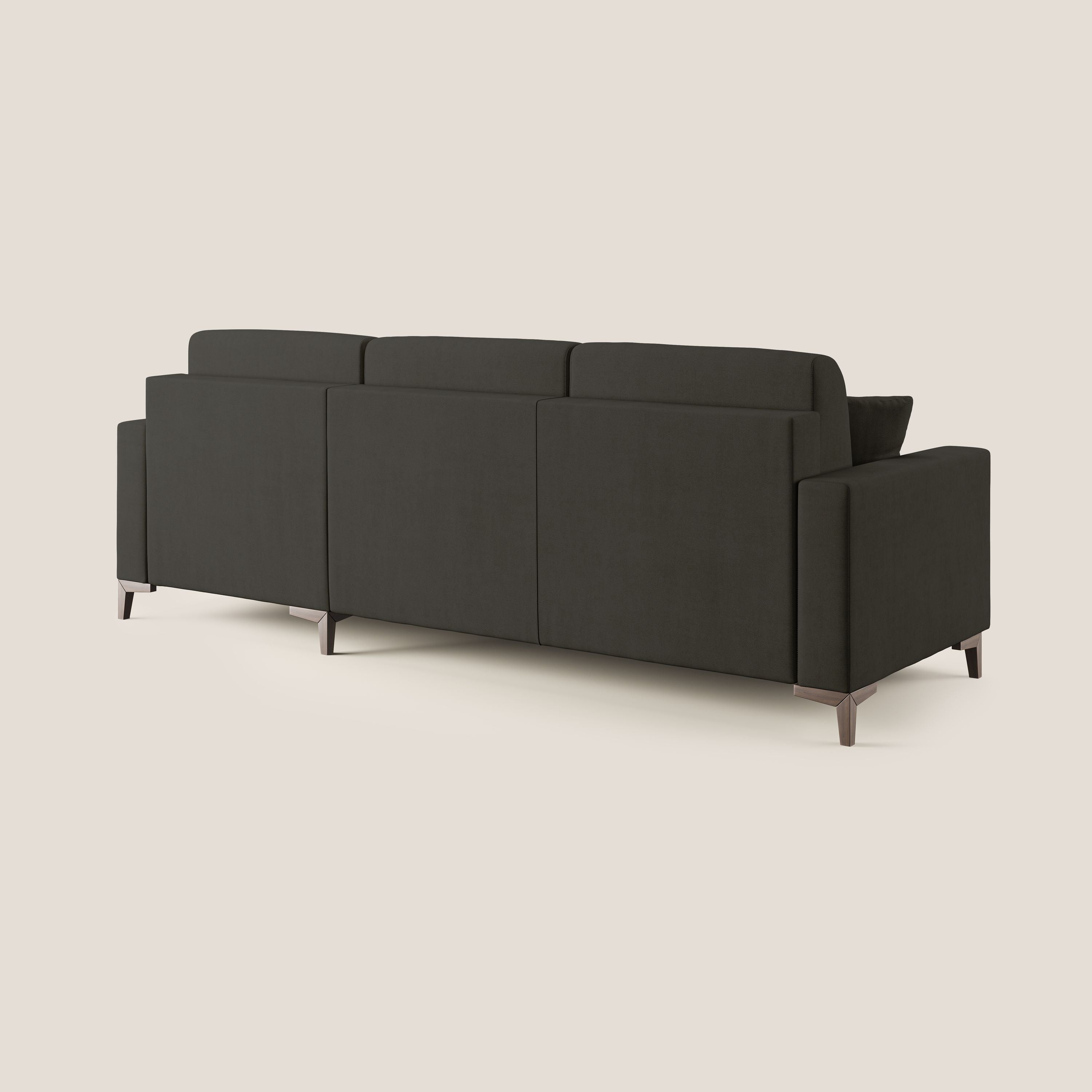 Kafka divano letto angolare in morbido tessuto impermeabile T02 nero - divani.store