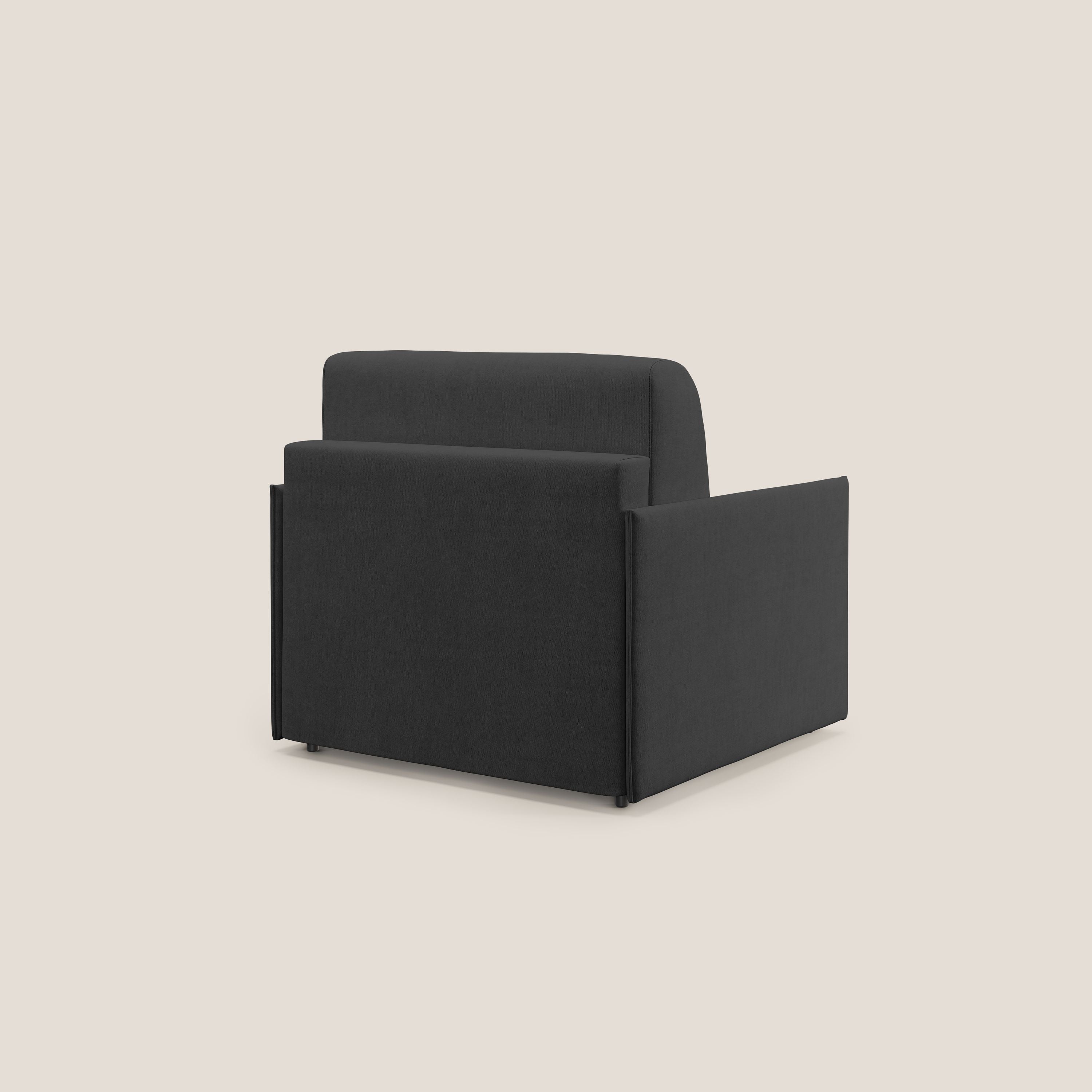 Evans poltrona letto in morbido tessuto impermeabile T02 nero - divani.store