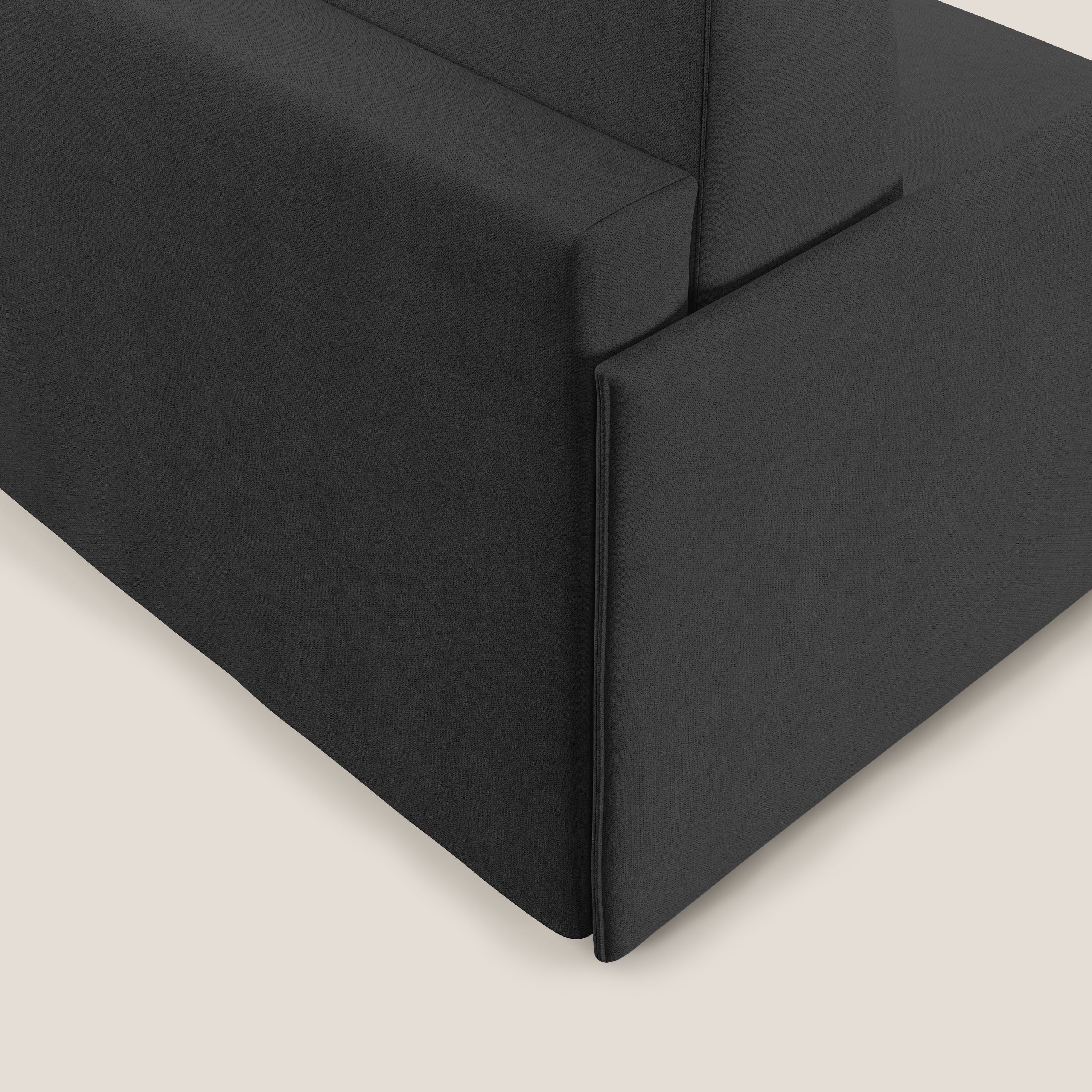 Evans poltrona letto in morbido tessuto impermeabile T02 nero - divani.store