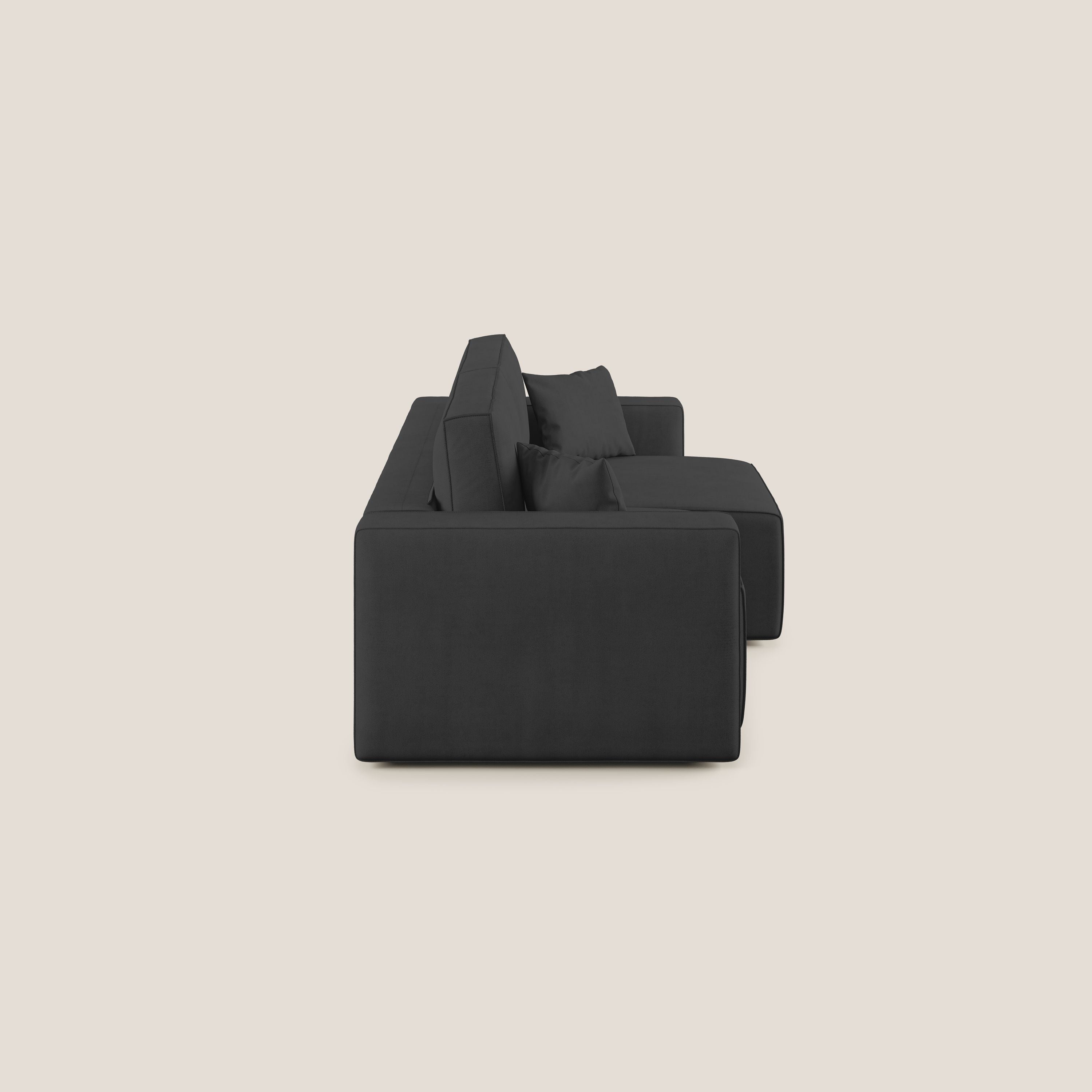 Morfeo divano con sedute estraibili in morbido tessuto impermeabile T02 nero - divani.store