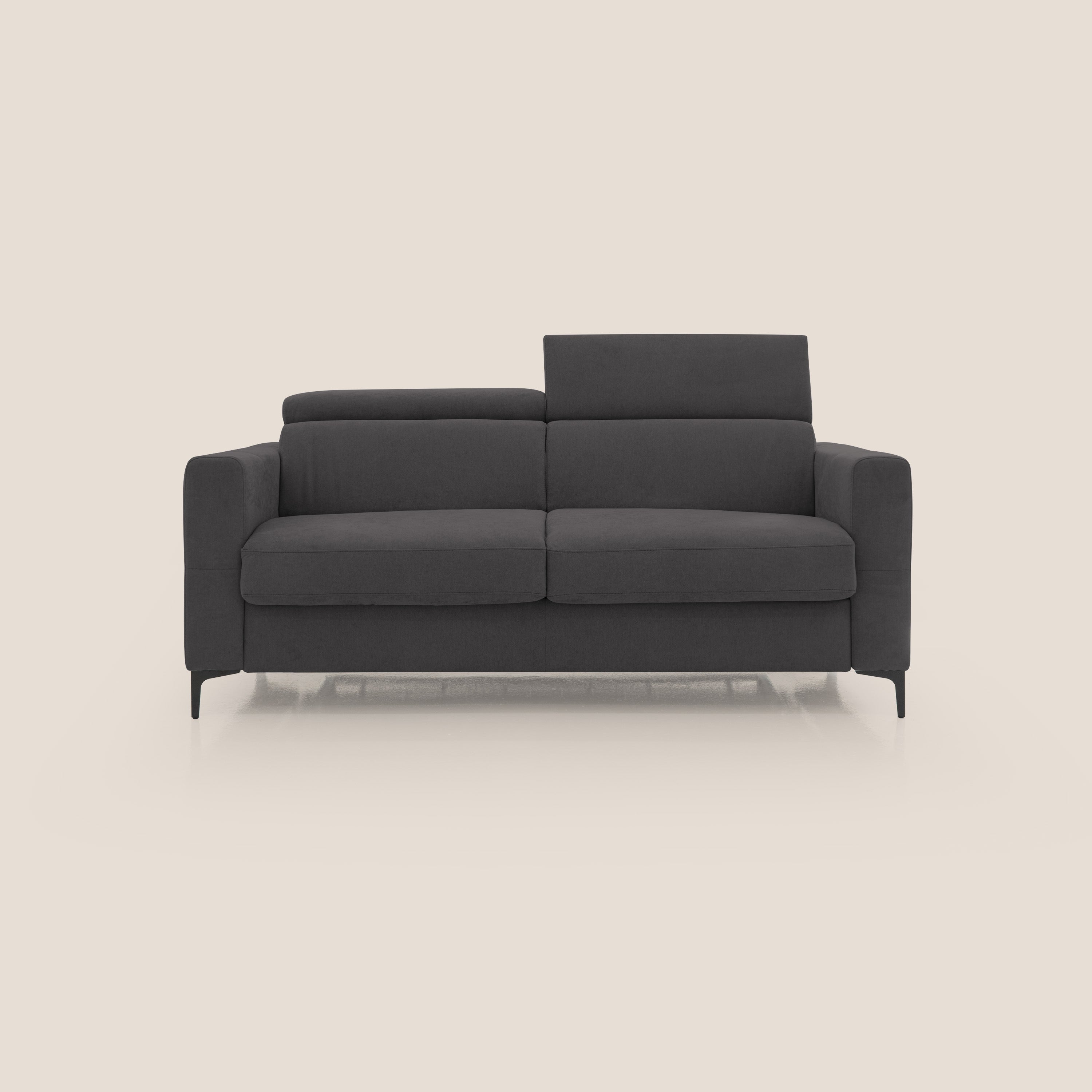 Gardenia divano letto materasso alto 18 cm con poggiatesta reclinabili e rivestimento impermeabile T02 nero - divani.store
