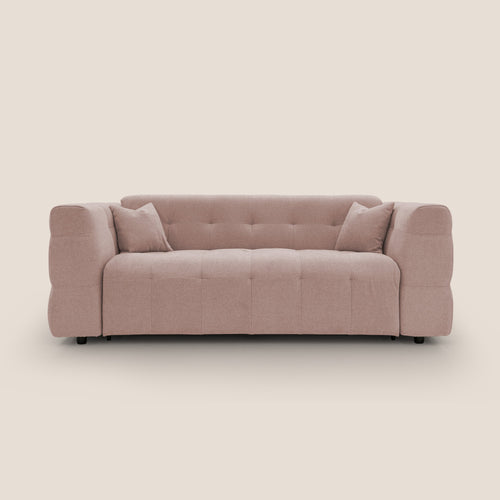 Tender Divano letto matrimoniale dal design innovativo in tessuto bouclet impermeabile T07 rosa - divani.store