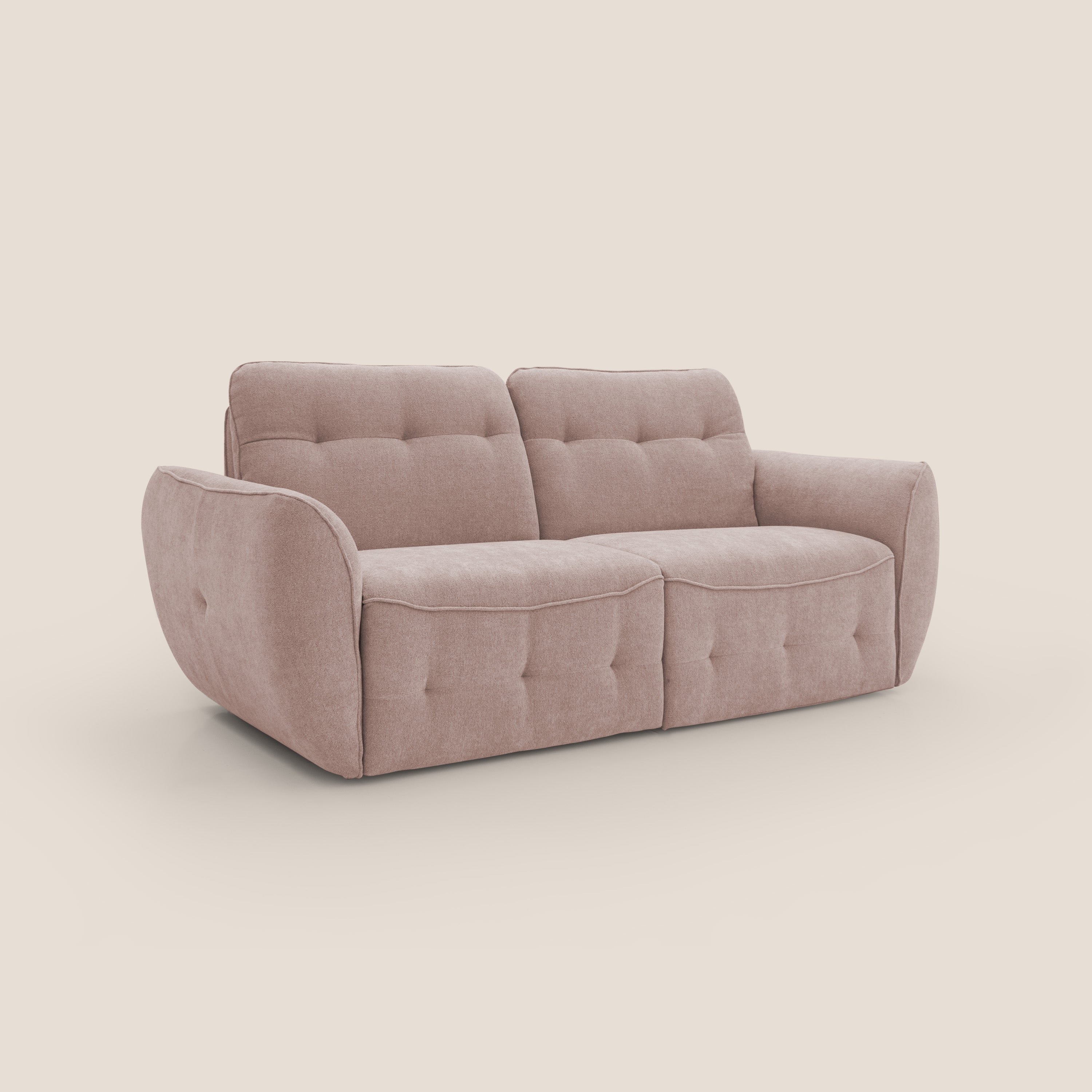 Cerbero divano 2 e 3 posti in morbido bouclé impermeabile T07 rosa - divani.store