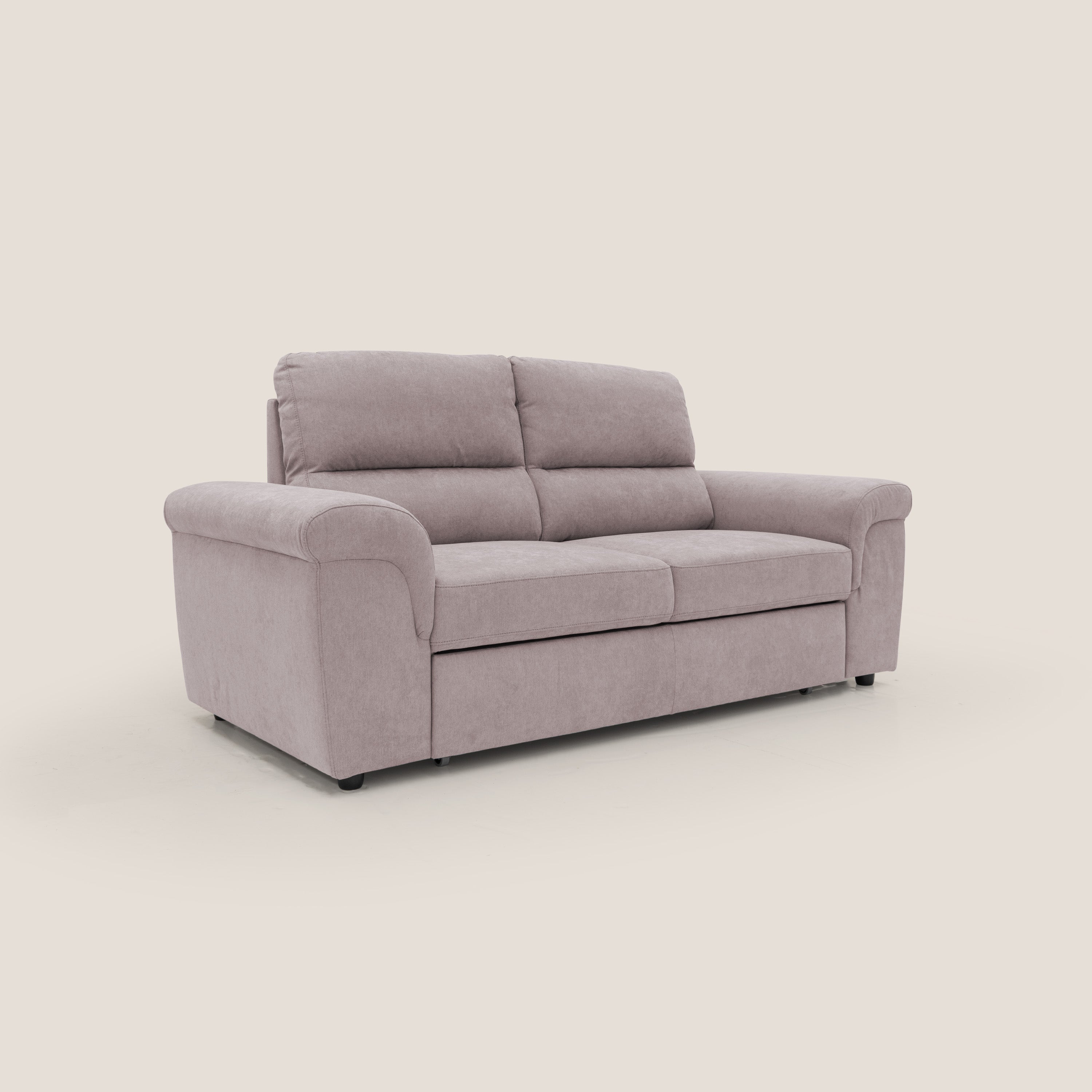 Minerva divano con pouf estraibile poggiapiedi in tessuto morbido impermeabile T02 rosa - divani.store