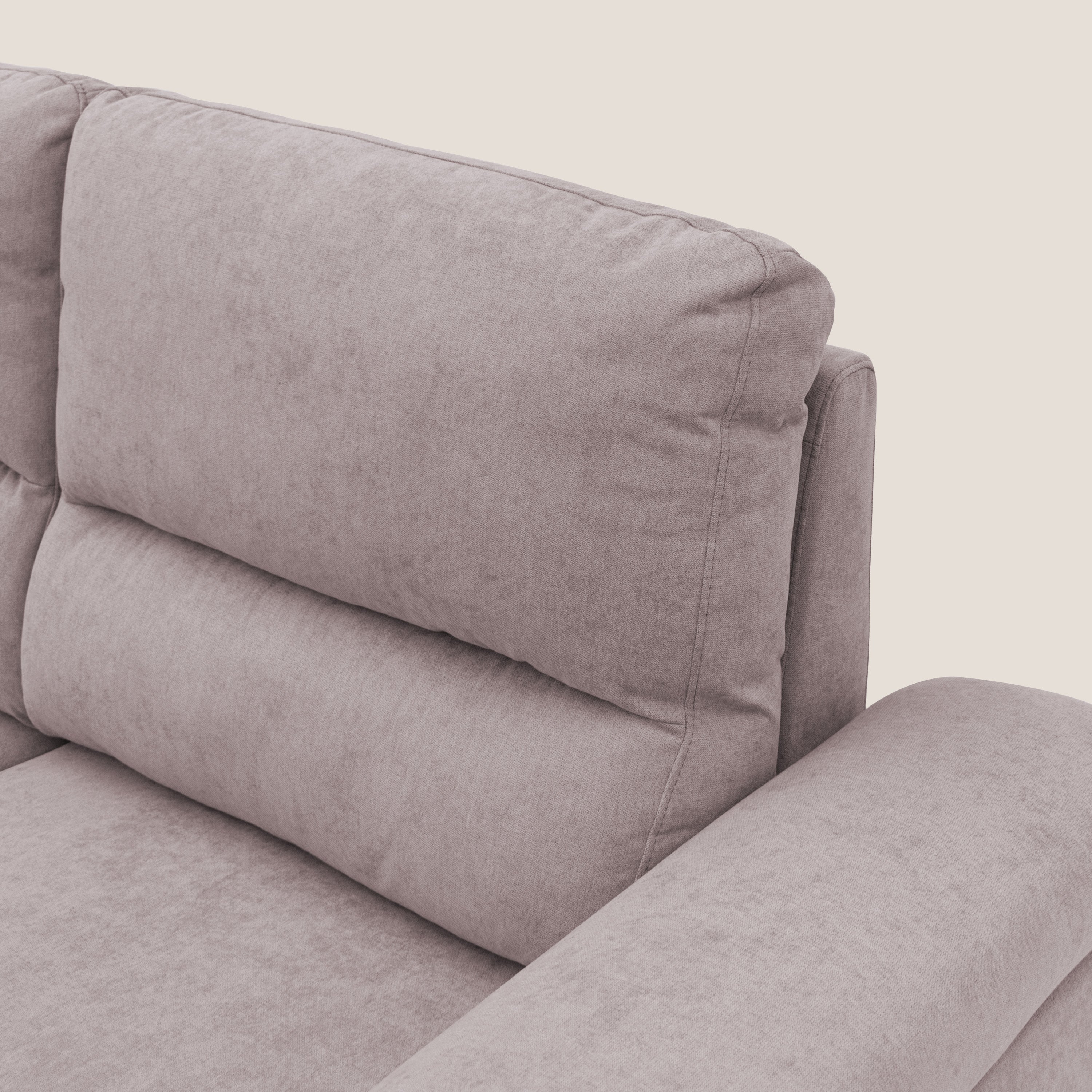Minerva divano con pouf estraibile poggiapiedi in tessuto morbido impermeabile T02 rosa - divani.store