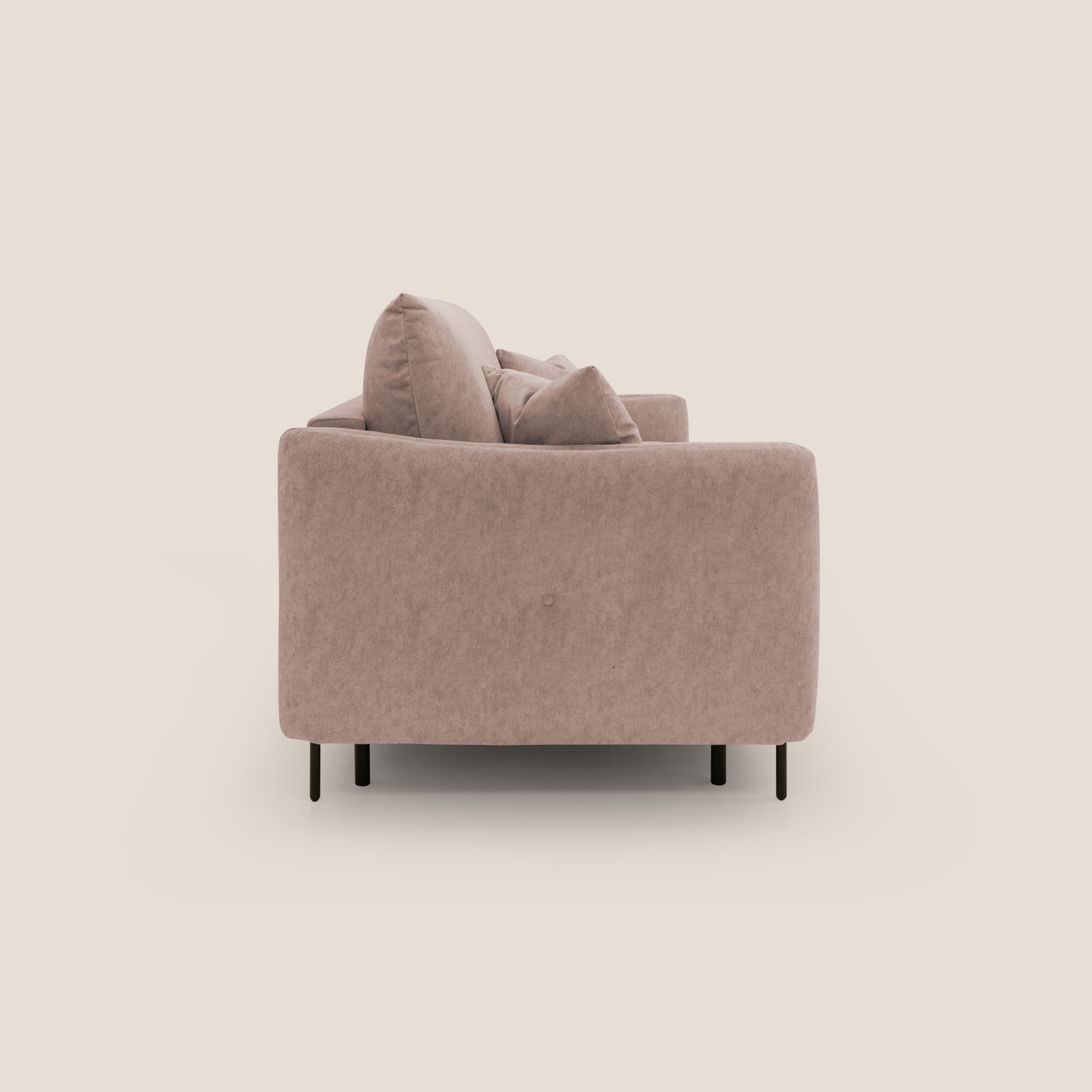 Gregory Divano letto con materasso h18 cm in microfibra effetto velluto impermeabile T09 rosa - divani.store
