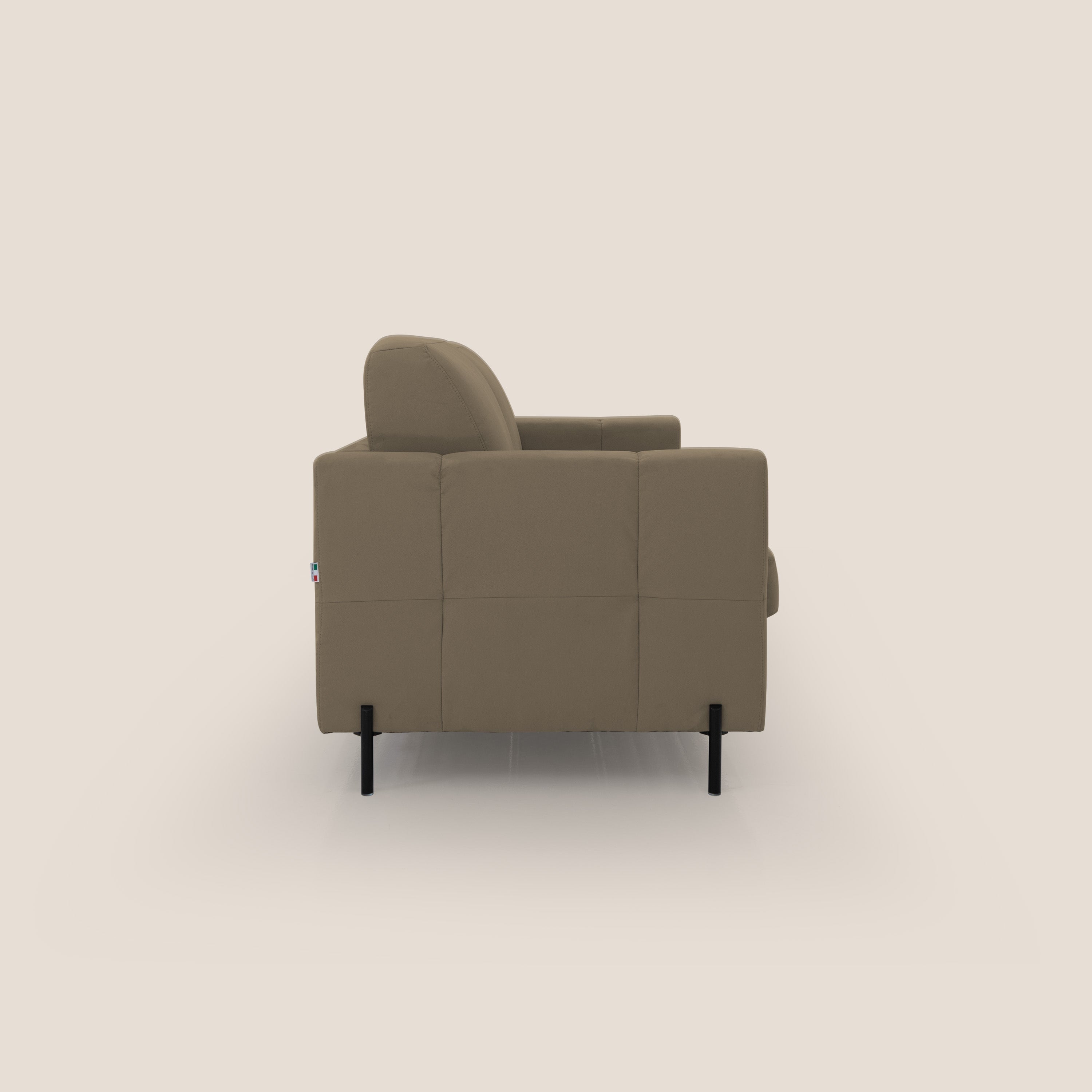 Ortensia divano letto materasso H18 cm con piedi alti in elegante microfibra smacchiabile T11 marrone - divani.store