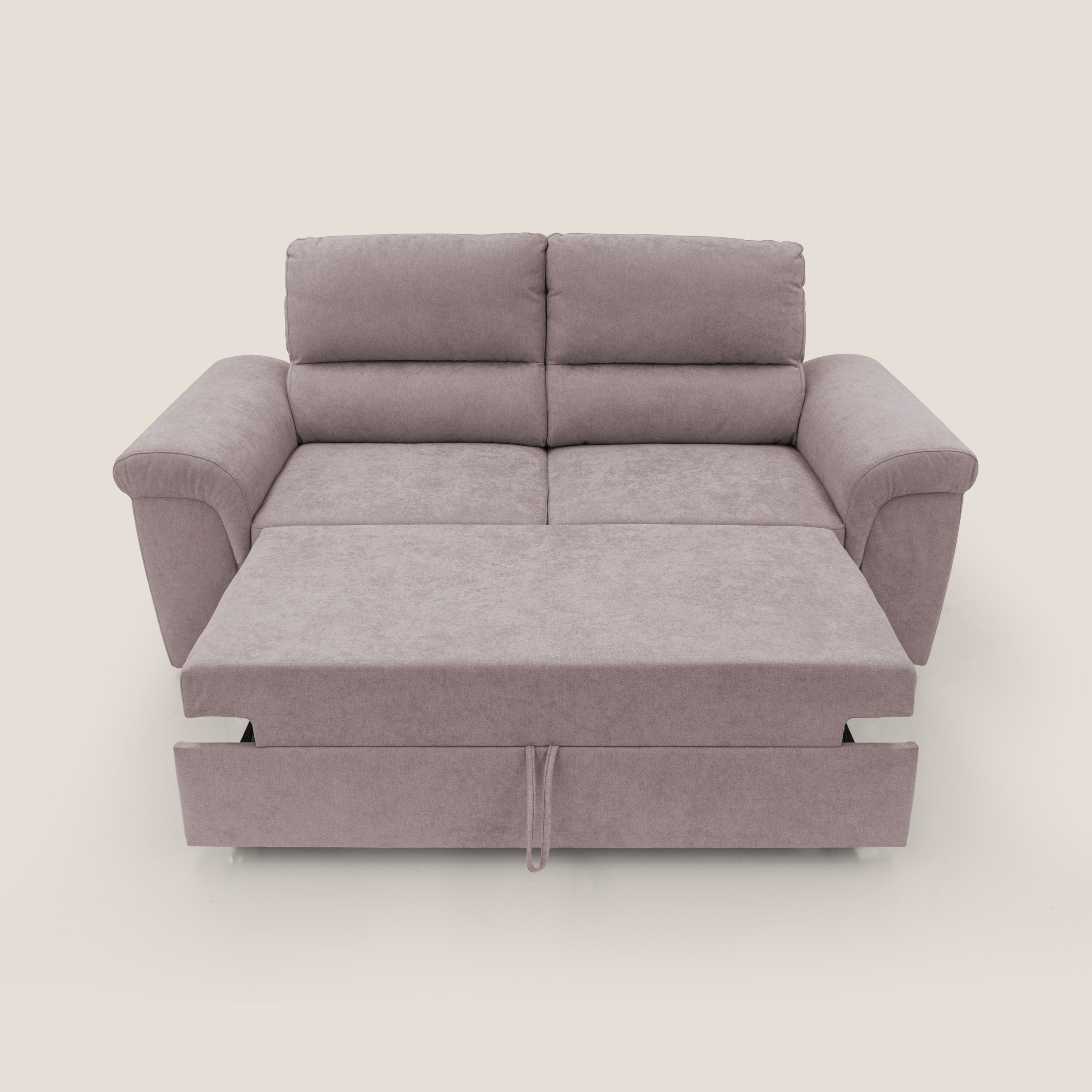 Minerva divano con pouf estraibile poggiapiedi in tessuto morbido impermeabile T02 rosa - divani.store