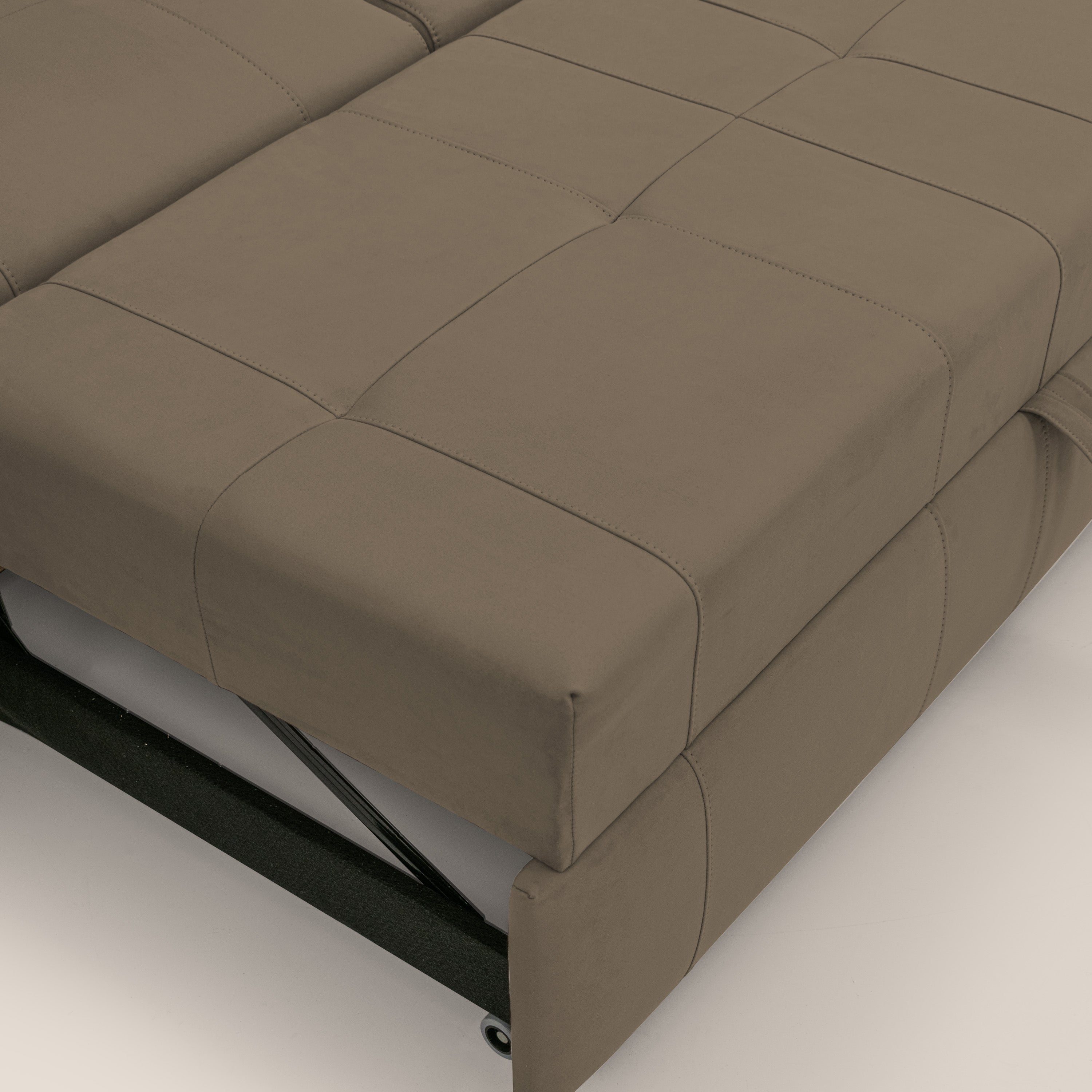 Kronos Divano con pouf estraibile poggiapiedi e poggiatesta reclinabili in morbida microfibra impermeabile T11 marrone - divani.store