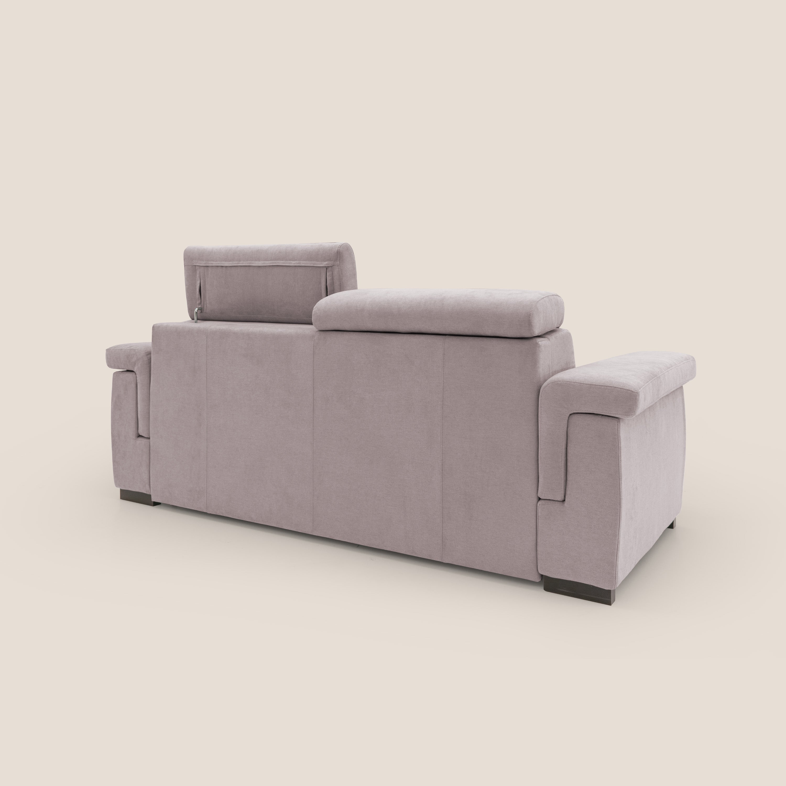 Bjorn divano letto sfoderabile con materasso H18 cm e poggiatesta reclinabili in tessuto impermeabile T02 rosa - divani.store