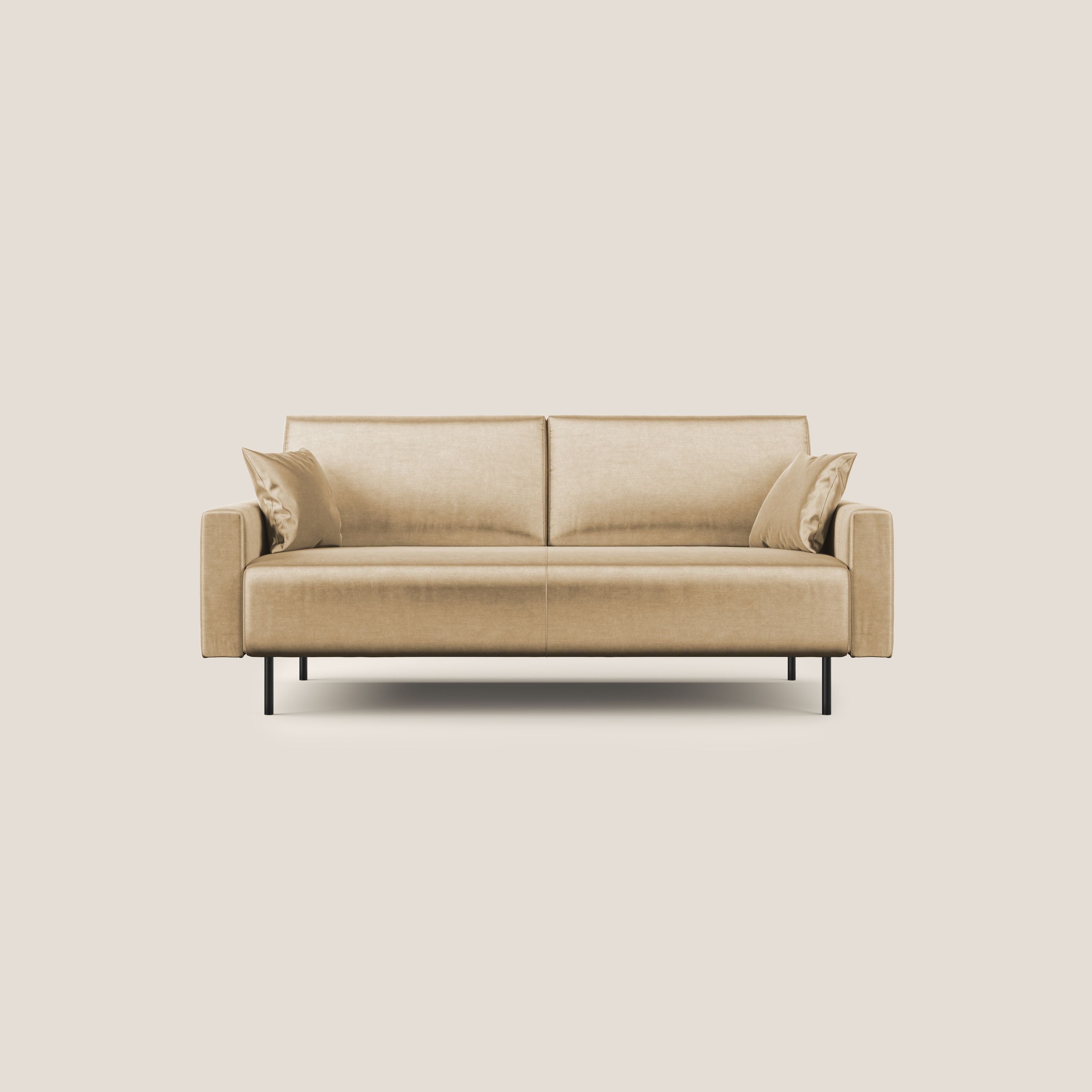 Arthur divano moderno 162 cm in velluto morbido impermeabile T01 BEIGE - divani.store