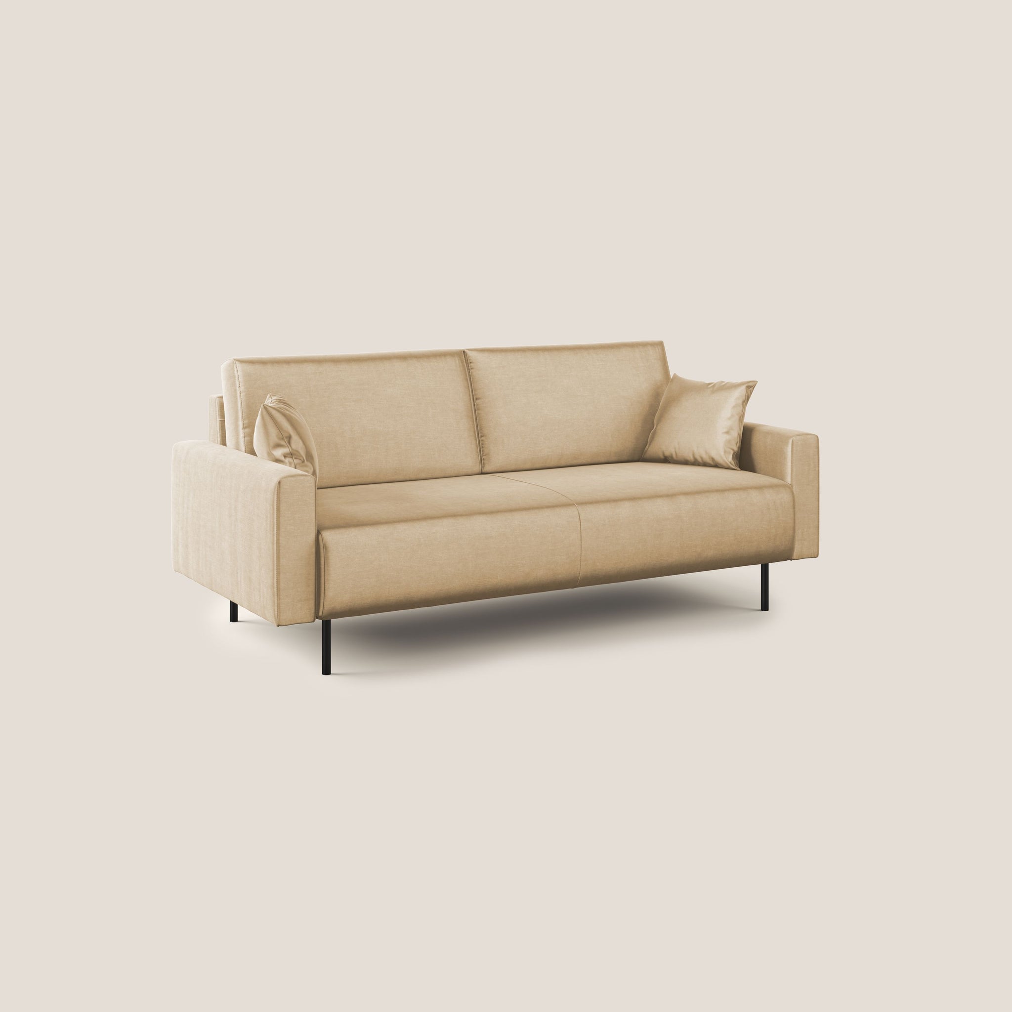 Arthur divano moderno 162 cm in velluto morbido impermeabile T01 BEIGE