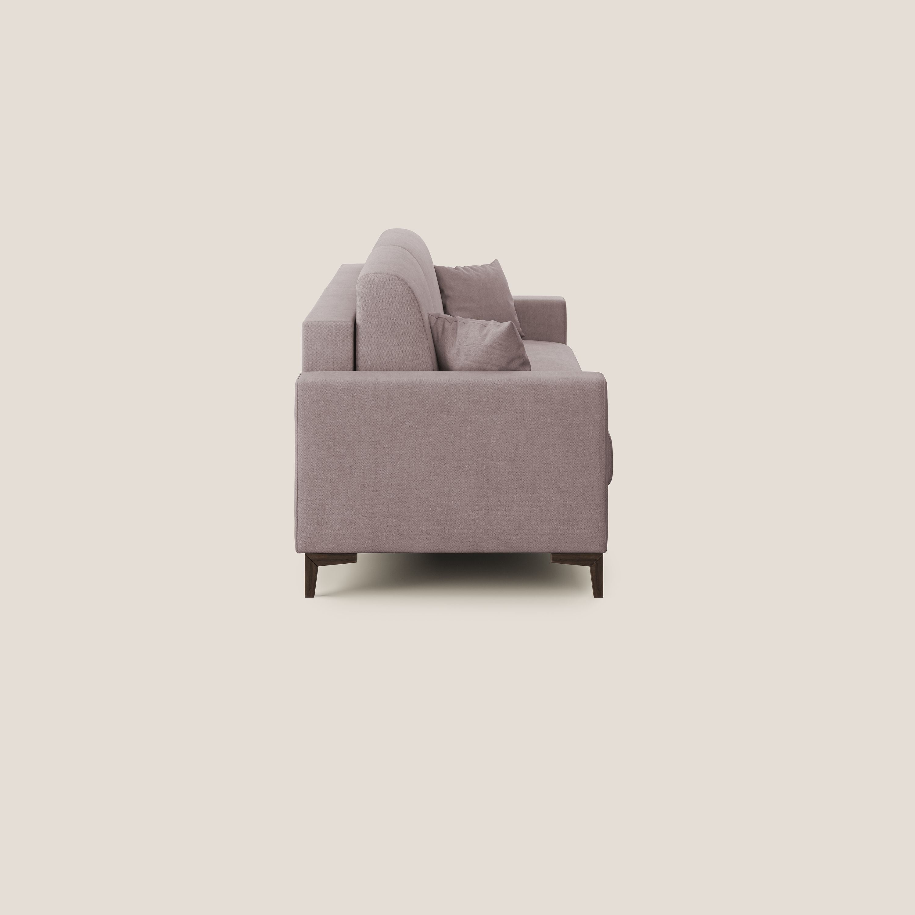 Kafka divano letto matrimoniale in morbido tessuto impermeabile T02 rosa - divani.store