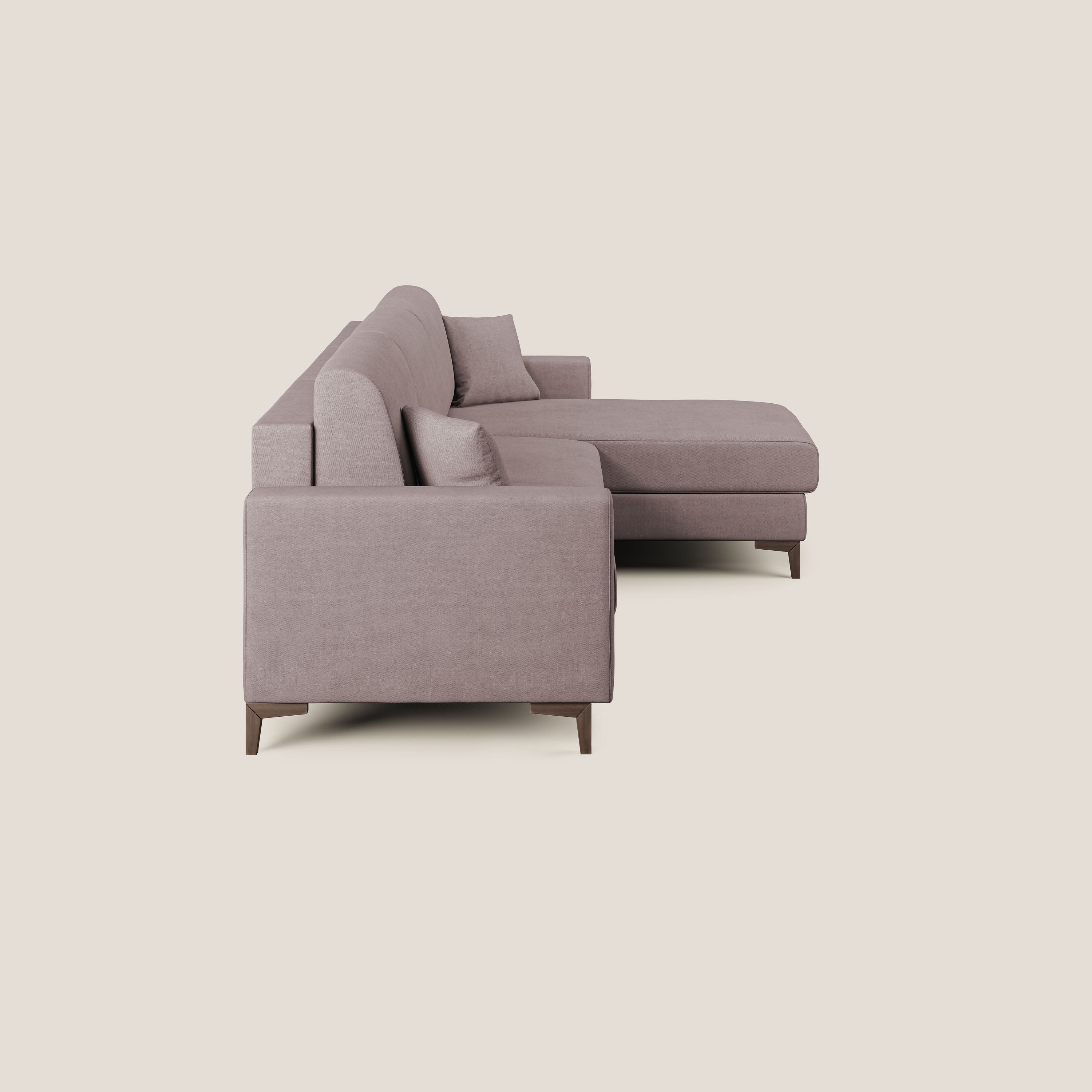 Kafka divano letto angolare in morbido tessuto impermeabile T02 rosa - divani.store