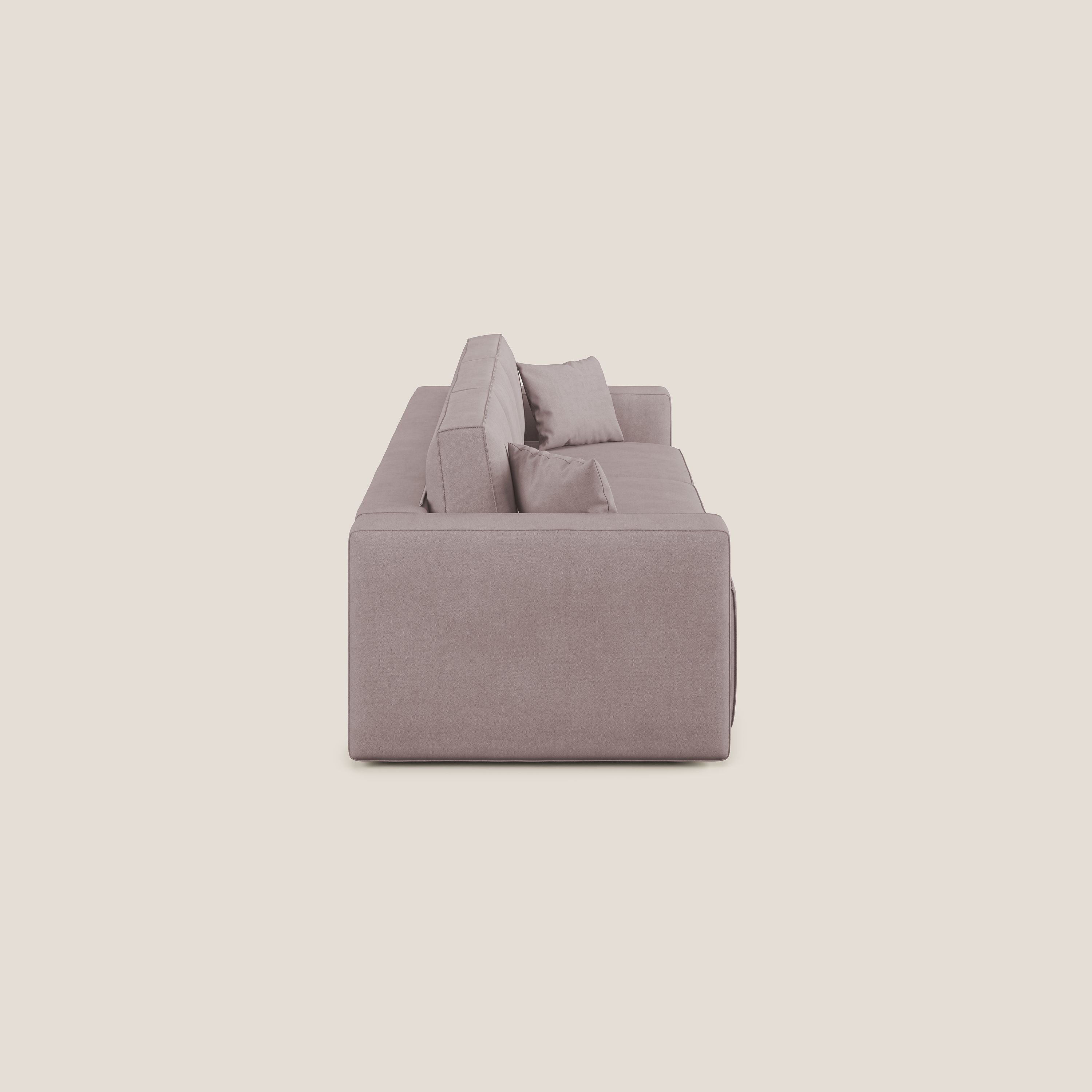 Morfeo divano con 3 sedute estraibili in morbido tessuto impermeabile T02 rosa - divani.store