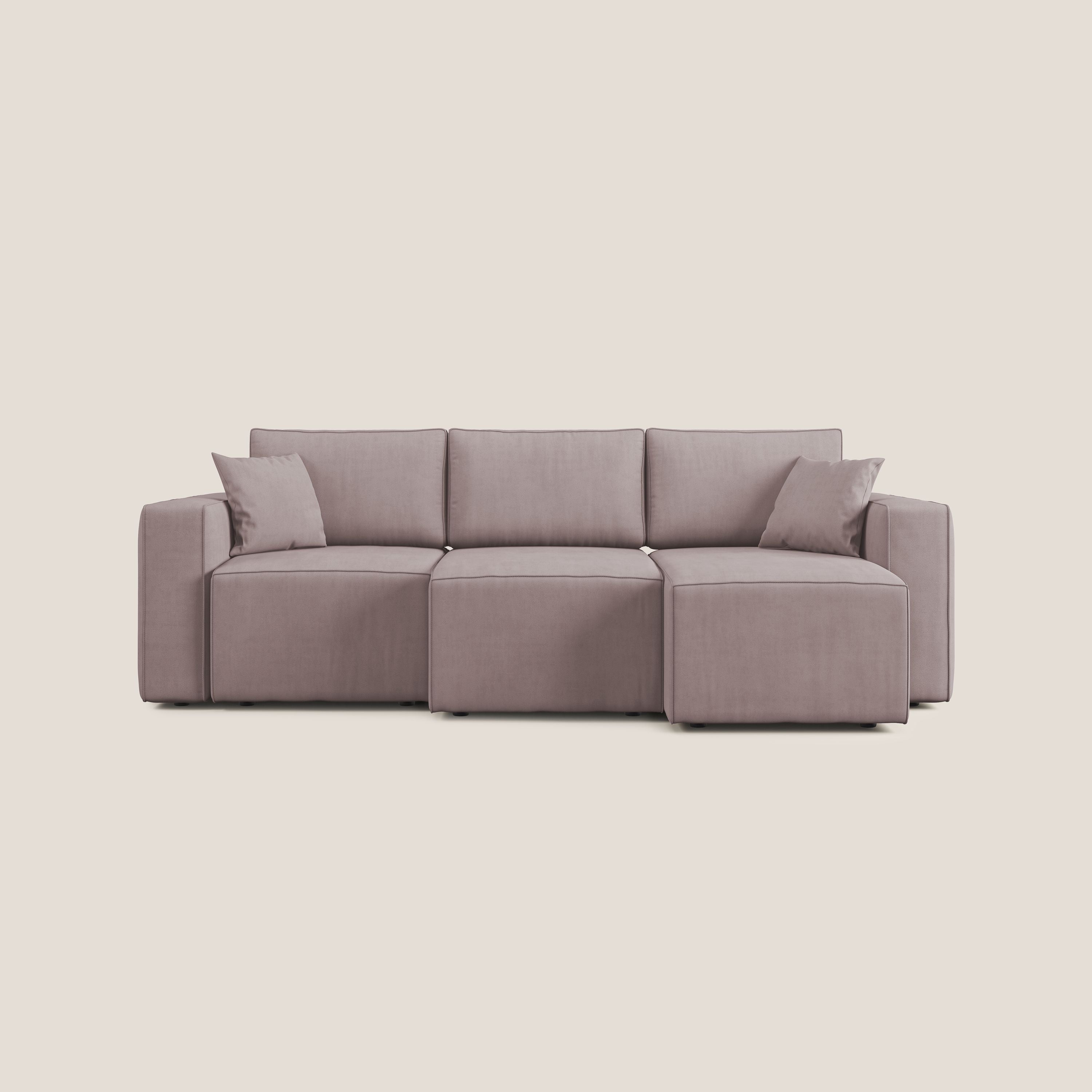 Morfeo divano con 3 sedute estraibili in morbido tessuto impermeabile T02 rosa - divani.store