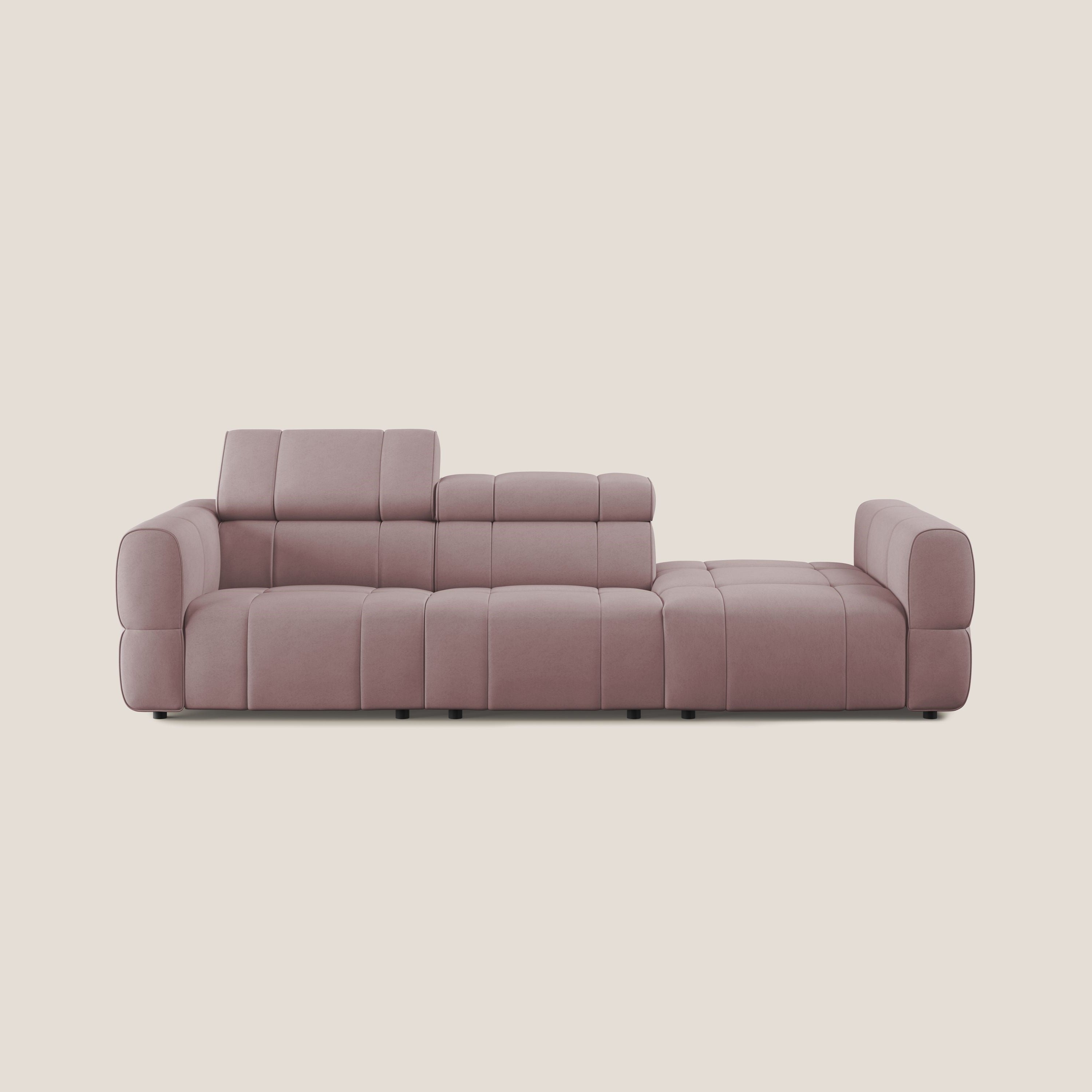 Giotto Divano con terminale e opzione relax elettrico in microfibra effetto velluto impermeabile T09 - divani.store