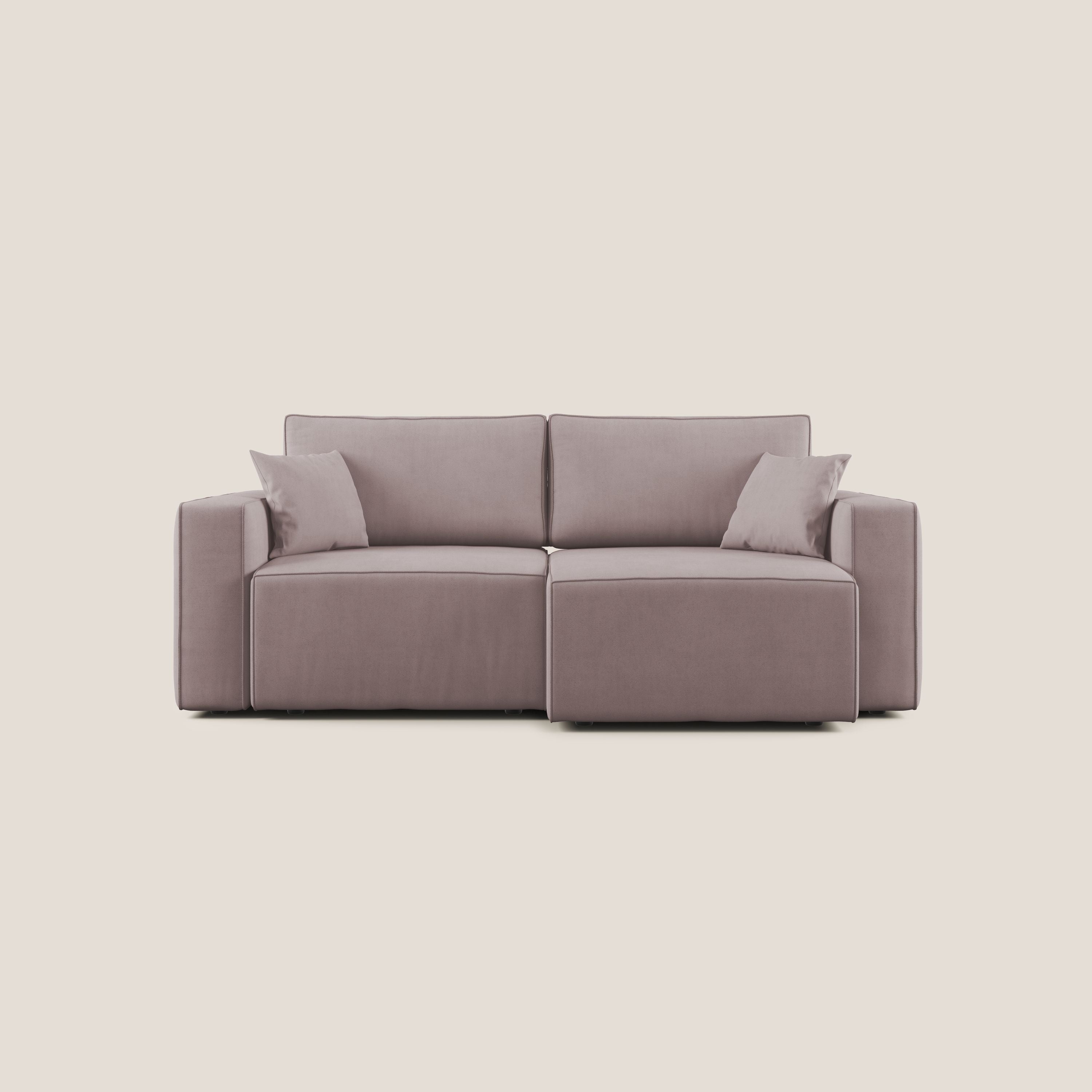 Morfeo divano con sedute estraibili in morbido tessuto impermeabile T02 rosa - divani.store