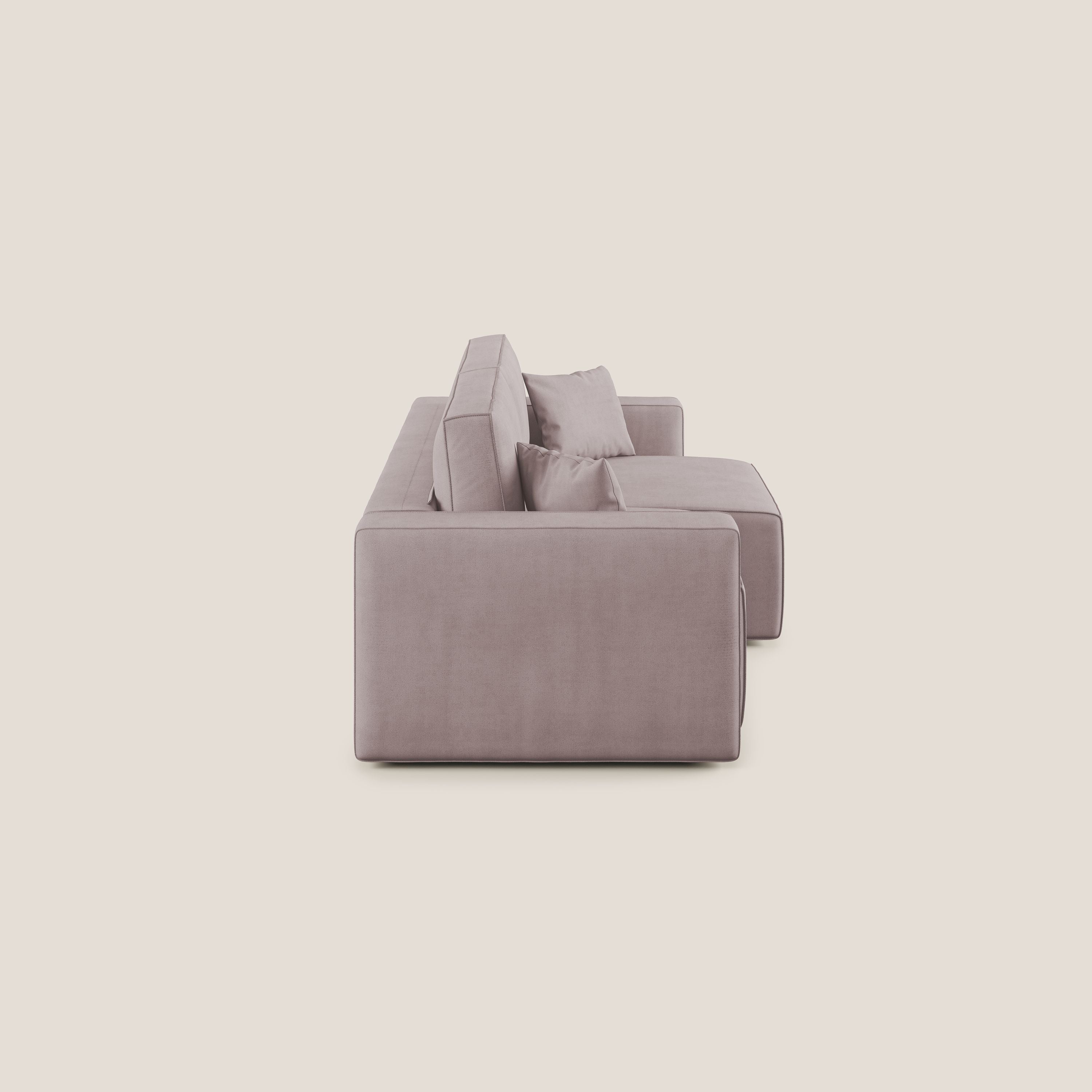 Morfeo divano con sedute estraibili in morbido tessuto impermeabile T02 rosa - divani.store