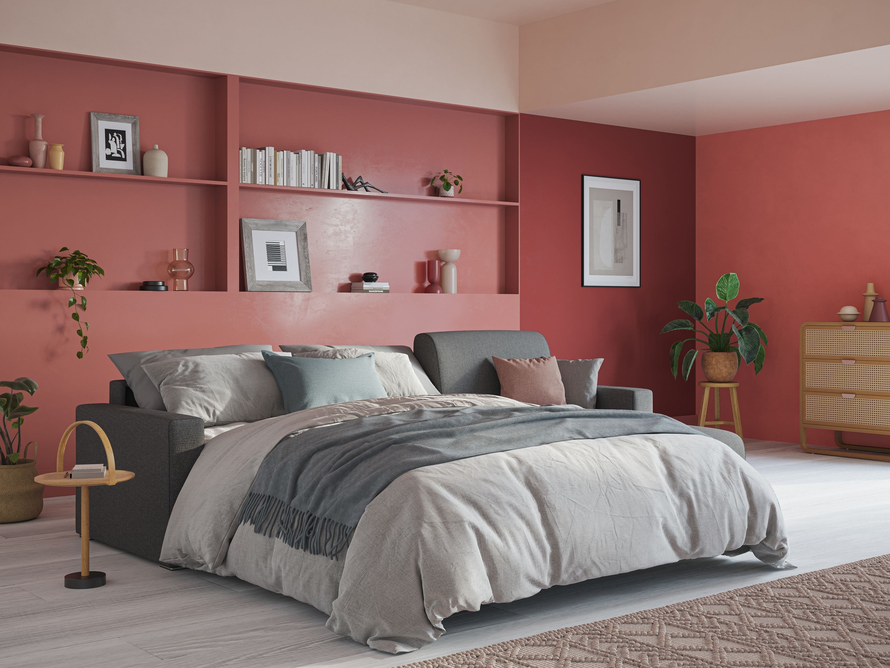 Best Divano letto angolare con penisola in tessuto smacchiabile QuickClean T08 panna - divani.store