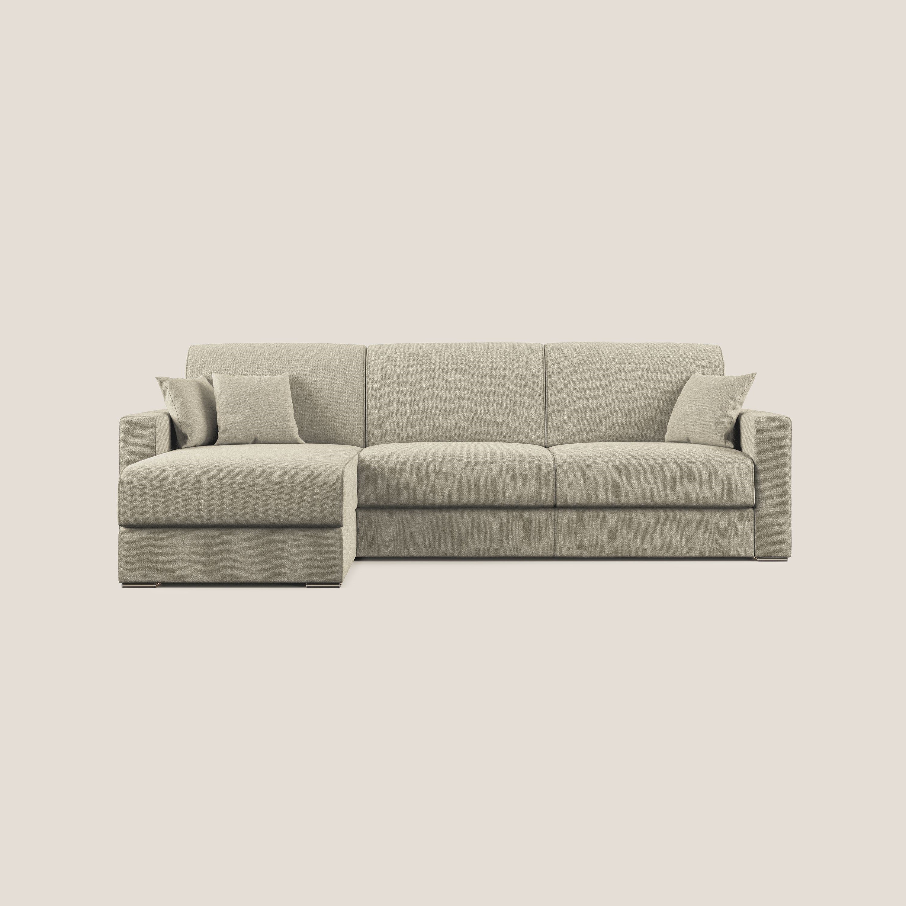 Best Divano letto angolare con penisola in tessuto smacchiabile QuickClean T08 panna - divani.store