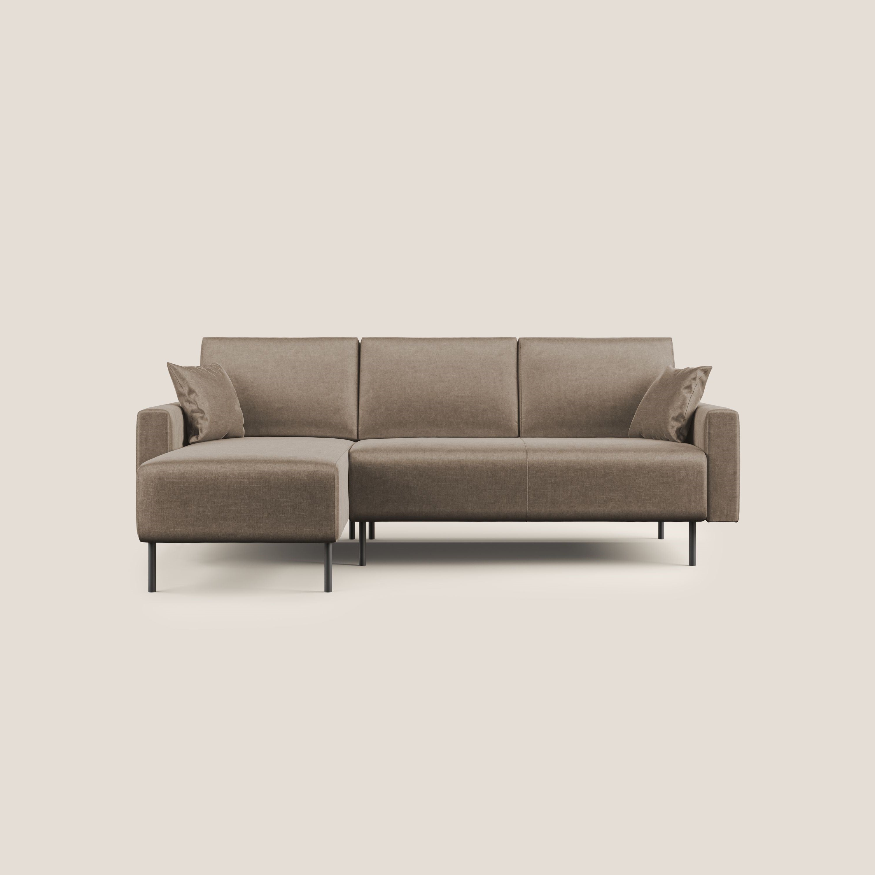 Arthur divano moderno angolare in velluto morbido impermeabile T01 marrone - divani.store