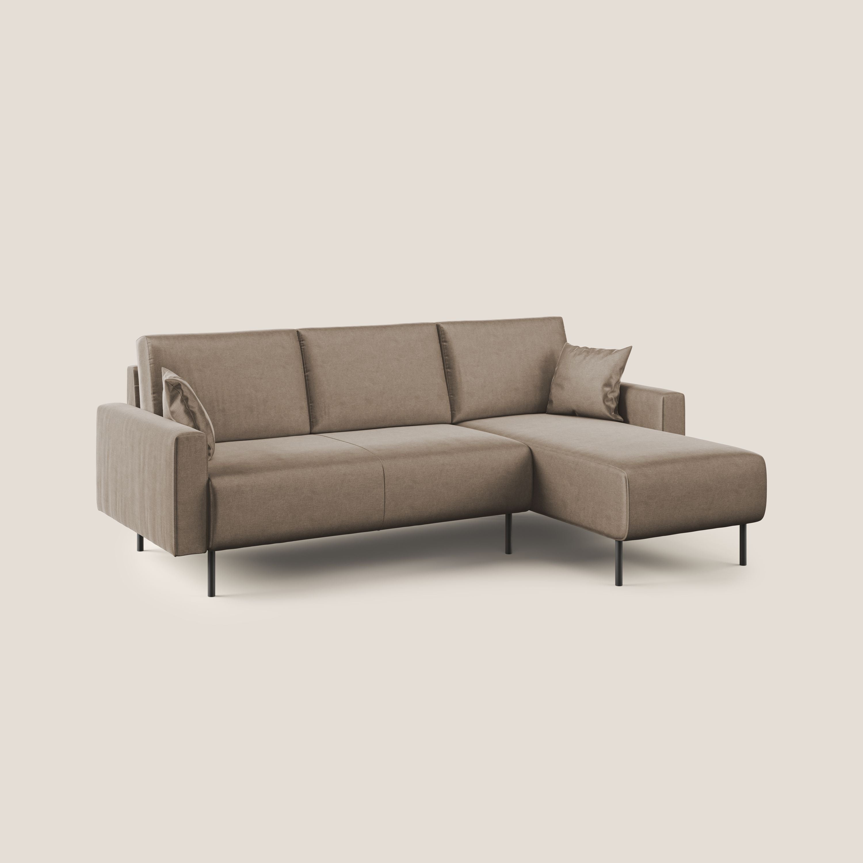 Arthur divano moderno angolare in velluto morbido impermeabile T01 marrone - divani.store