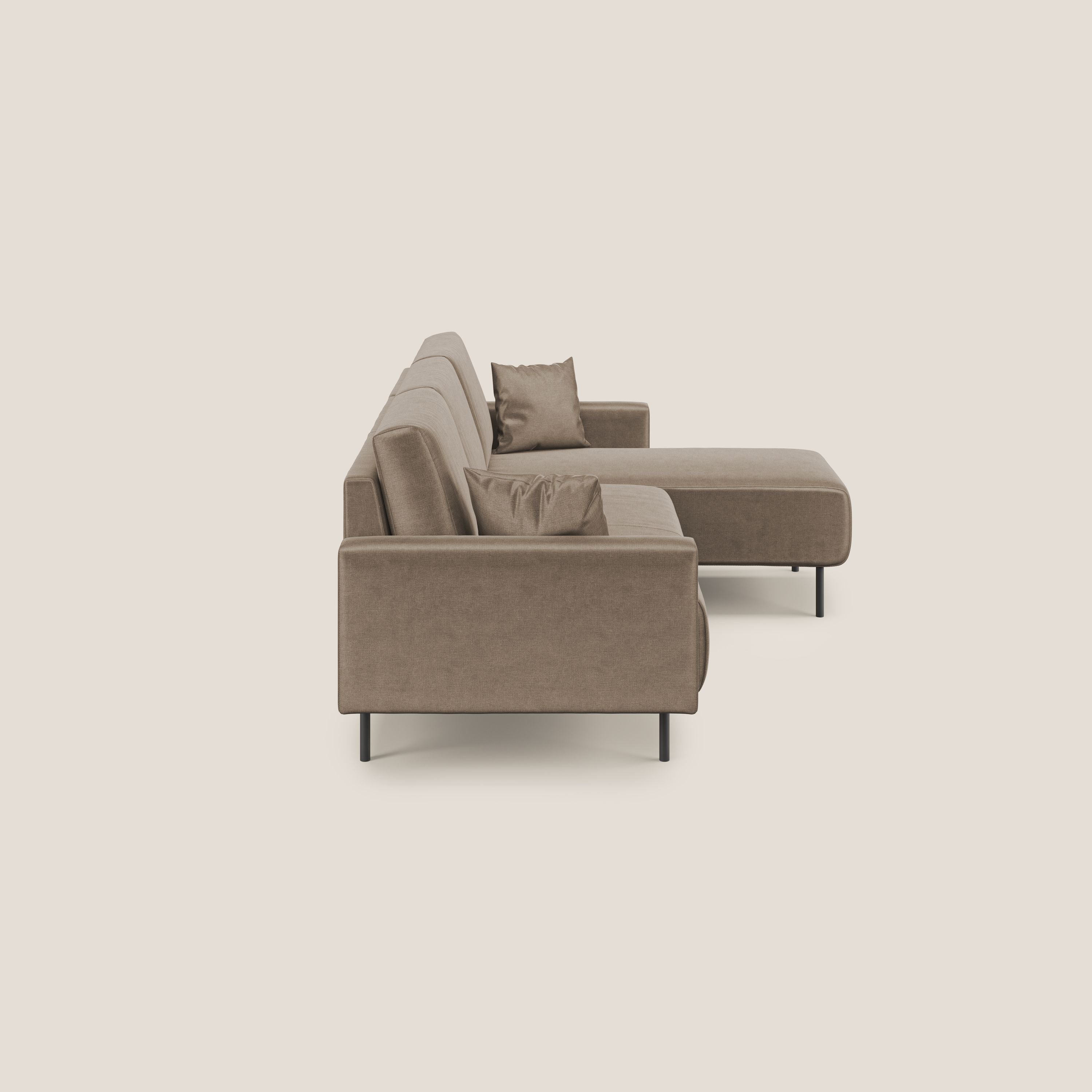 Arthur divano moderno angolare in velluto morbido impermeabile T01 marrone - divani.store