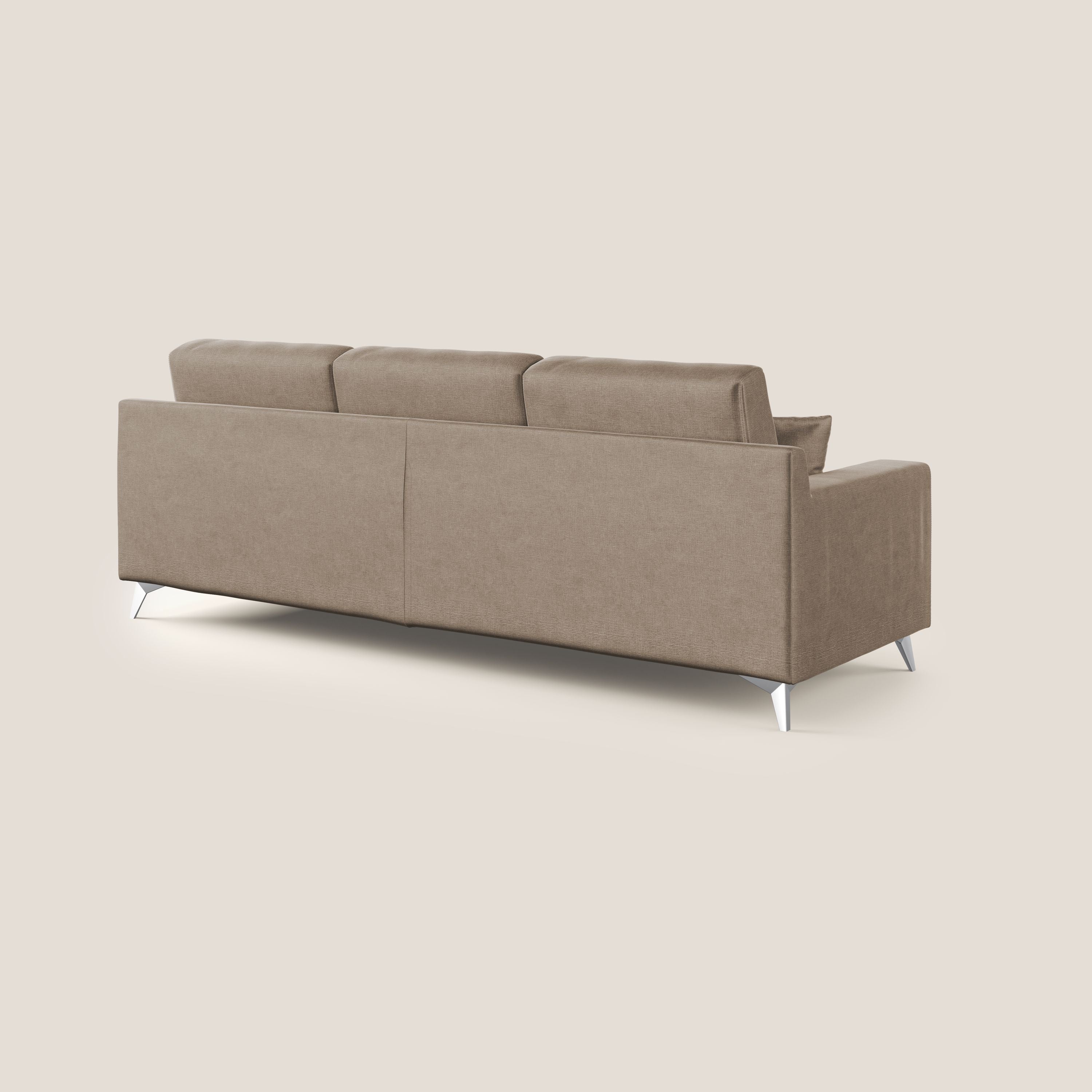 Michael divano moderno angolare con penisola in morbido velluto impermeabile T01 marrone - divani.store