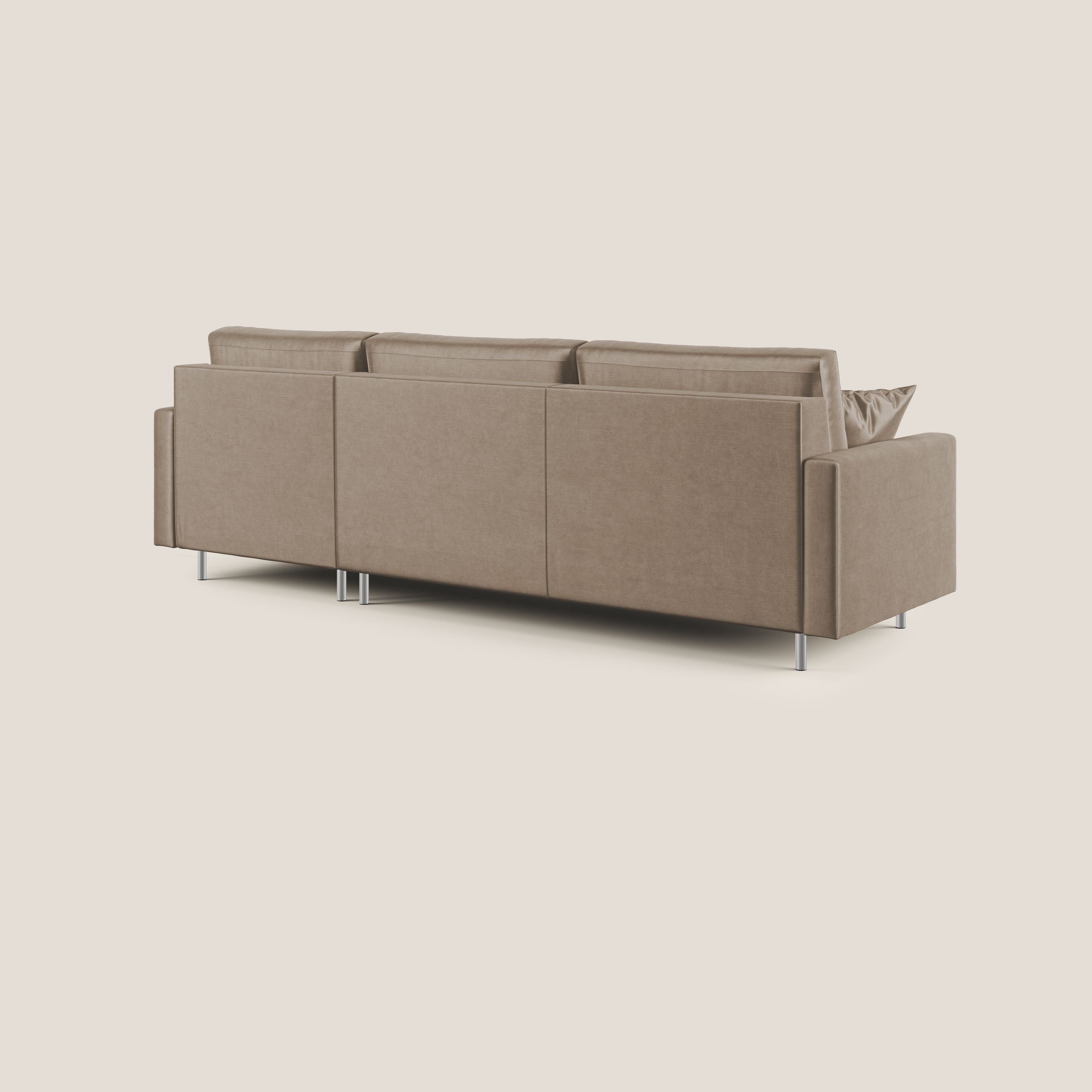 Andromeda divano letto angolare in velluto morbido impermeabile T01 marrone - divani.store