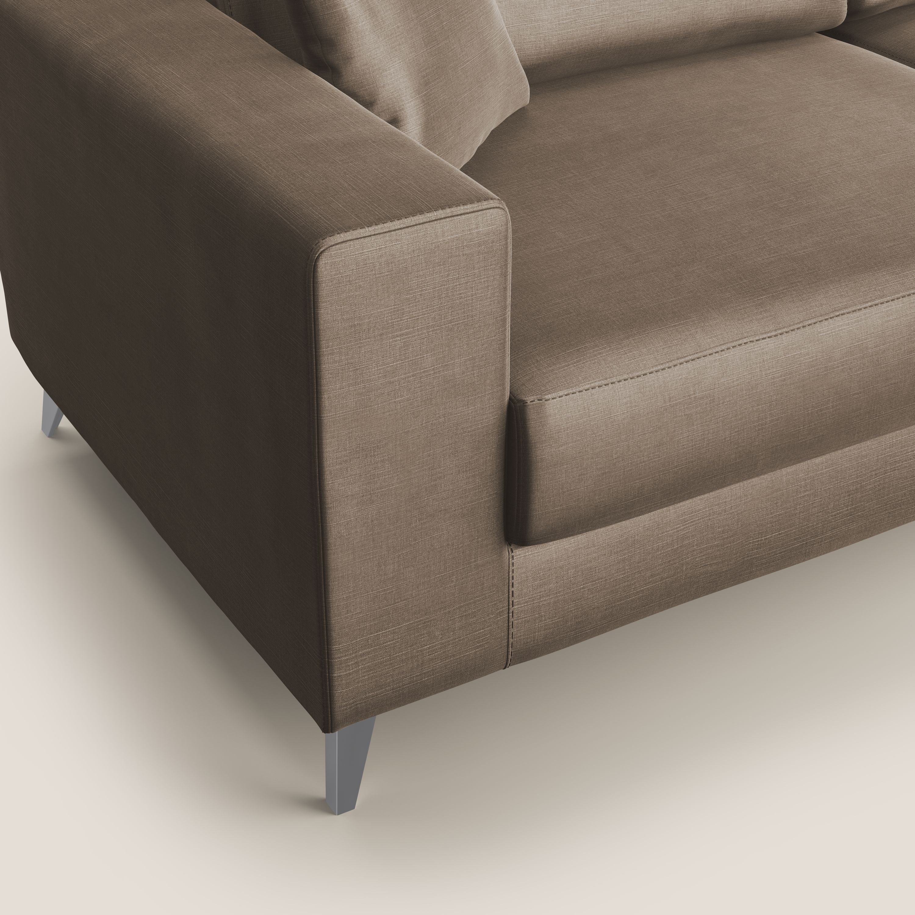 Michael divano moderno angolare con penisola in morbido velluto impermeabile T01 marrone - divani.store