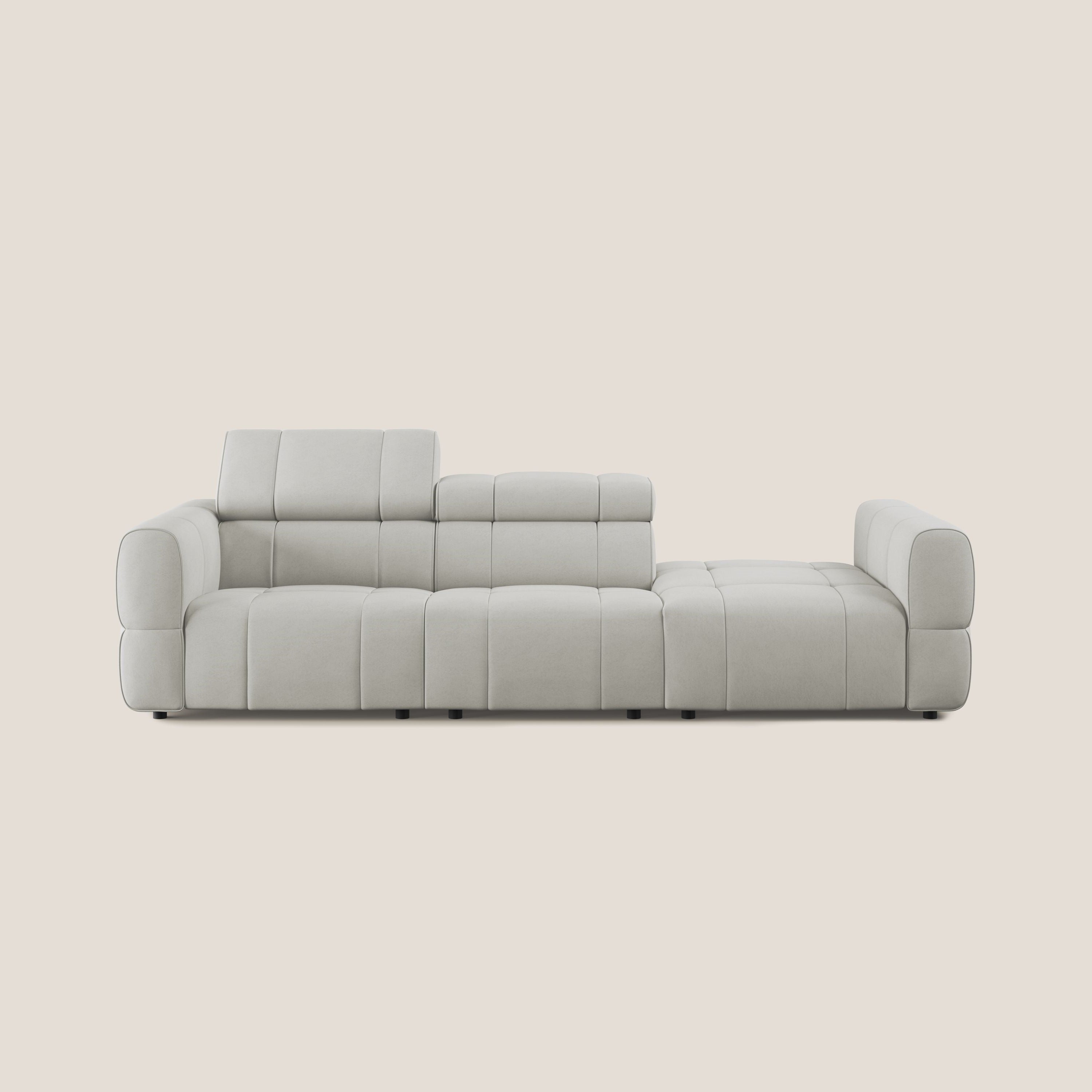 Giotto Divano con terminale e opzione relax elettrico in microfibra effetto velluto impermeabile T09 - divani.store