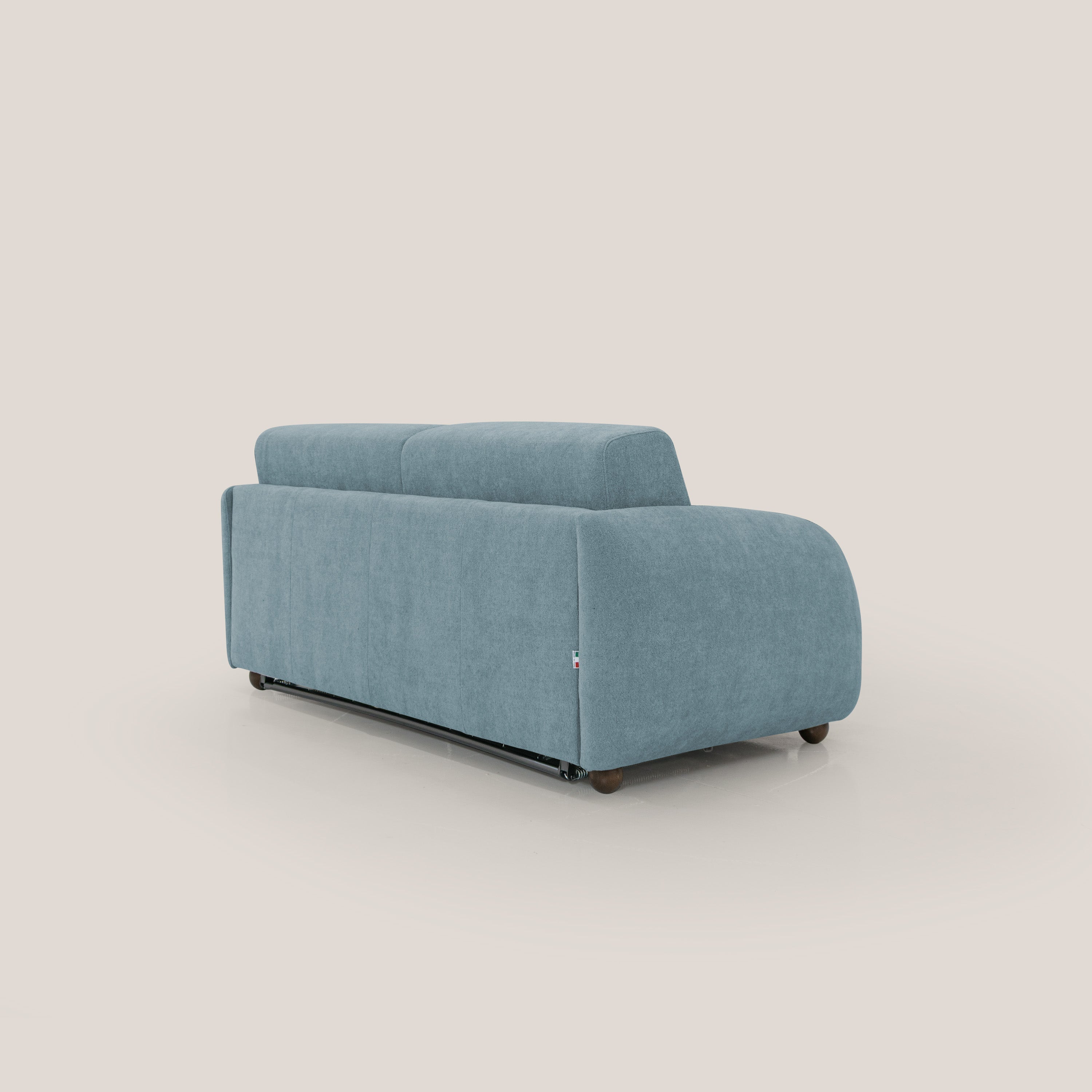 Giglio divano letto scandinavo japandi con materasso H18 cm in tessuto Bouclé impermeabile T07 carta da zucchero - divani.store