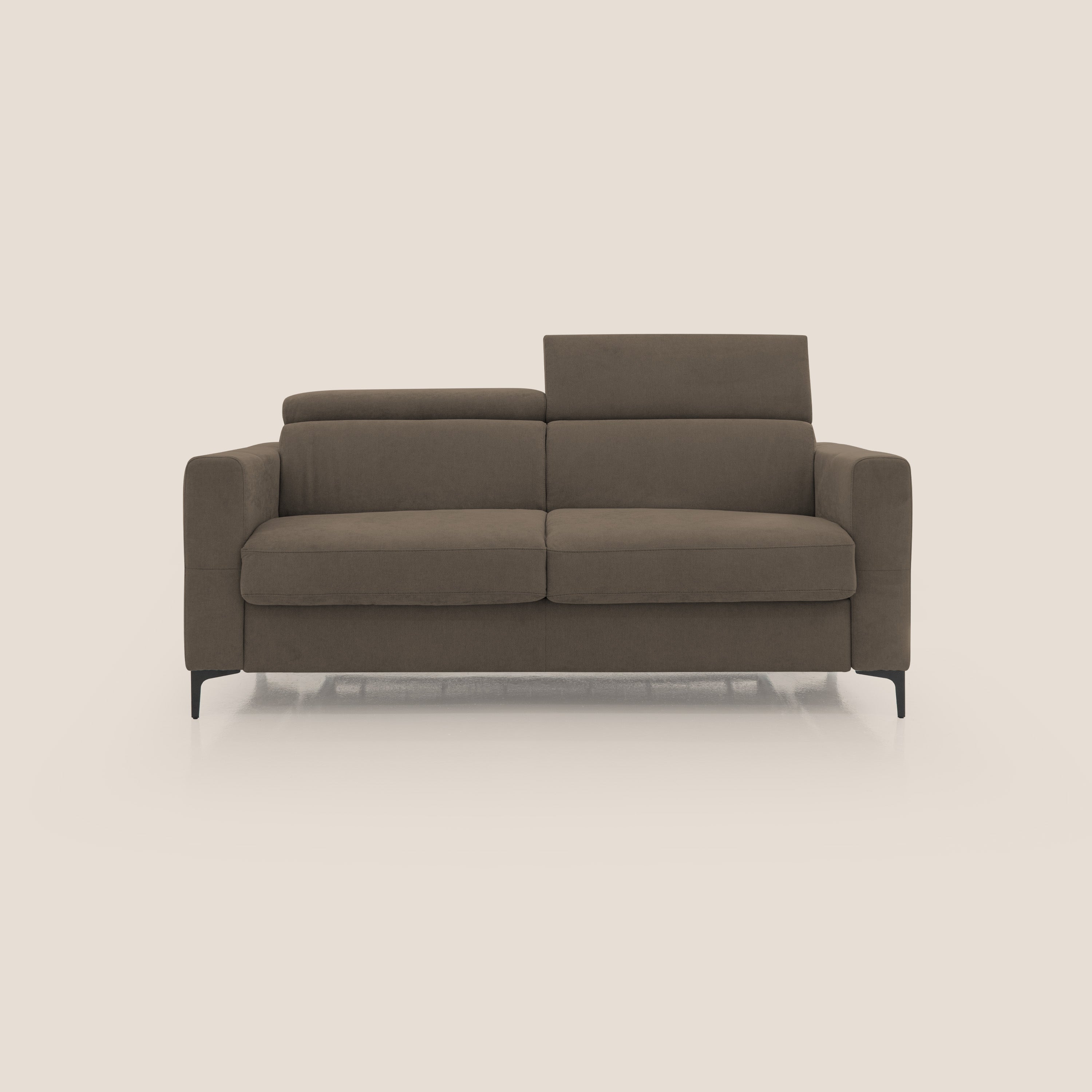 Gardenia divano letto materasso alto 18 cm con poggiatesta reclinabili e rivestimento impermeabile T02 marrone - divani.store