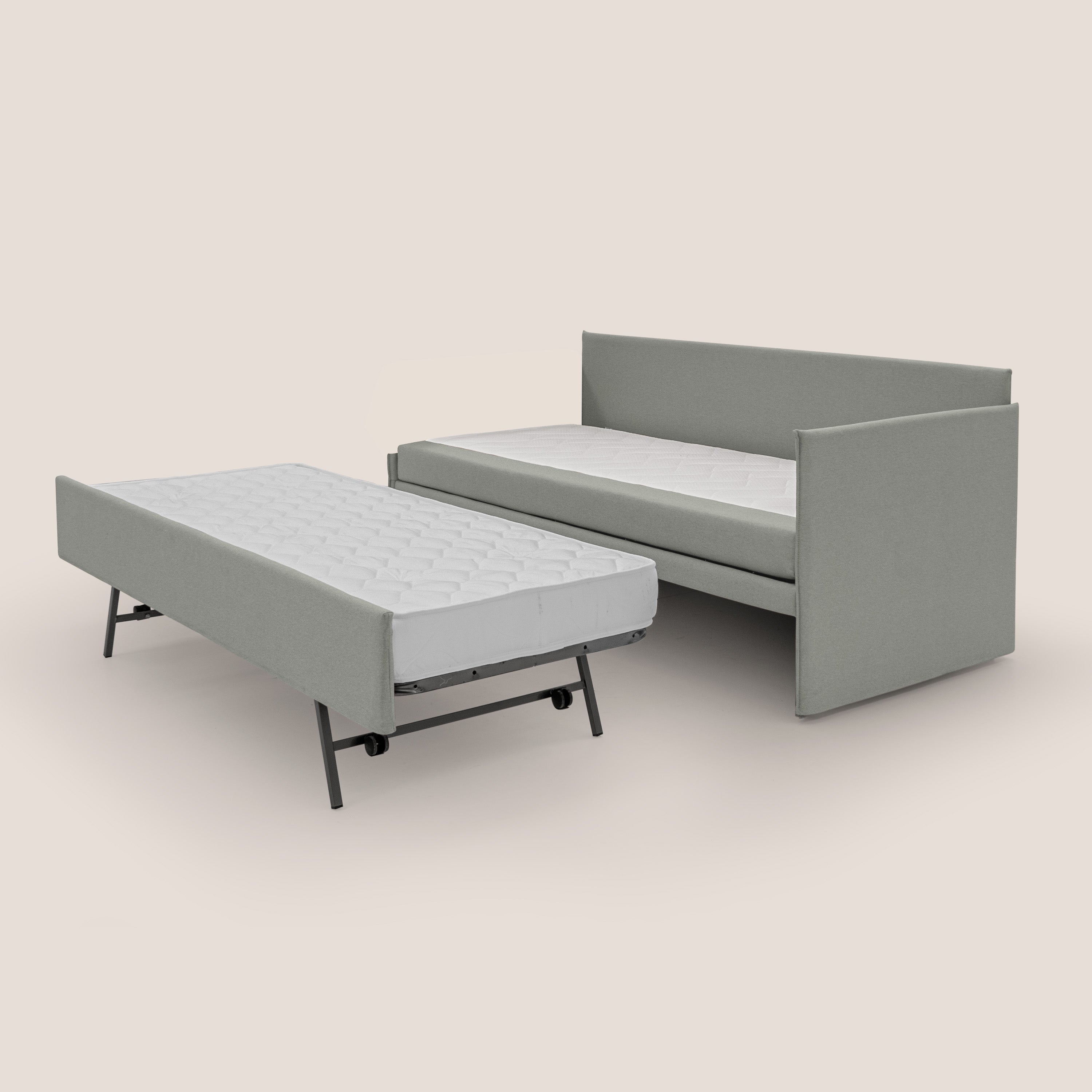 Durini Divano duplex con doppio letto in tessuto simil cotone impermeabile T13 grigio - divani.store