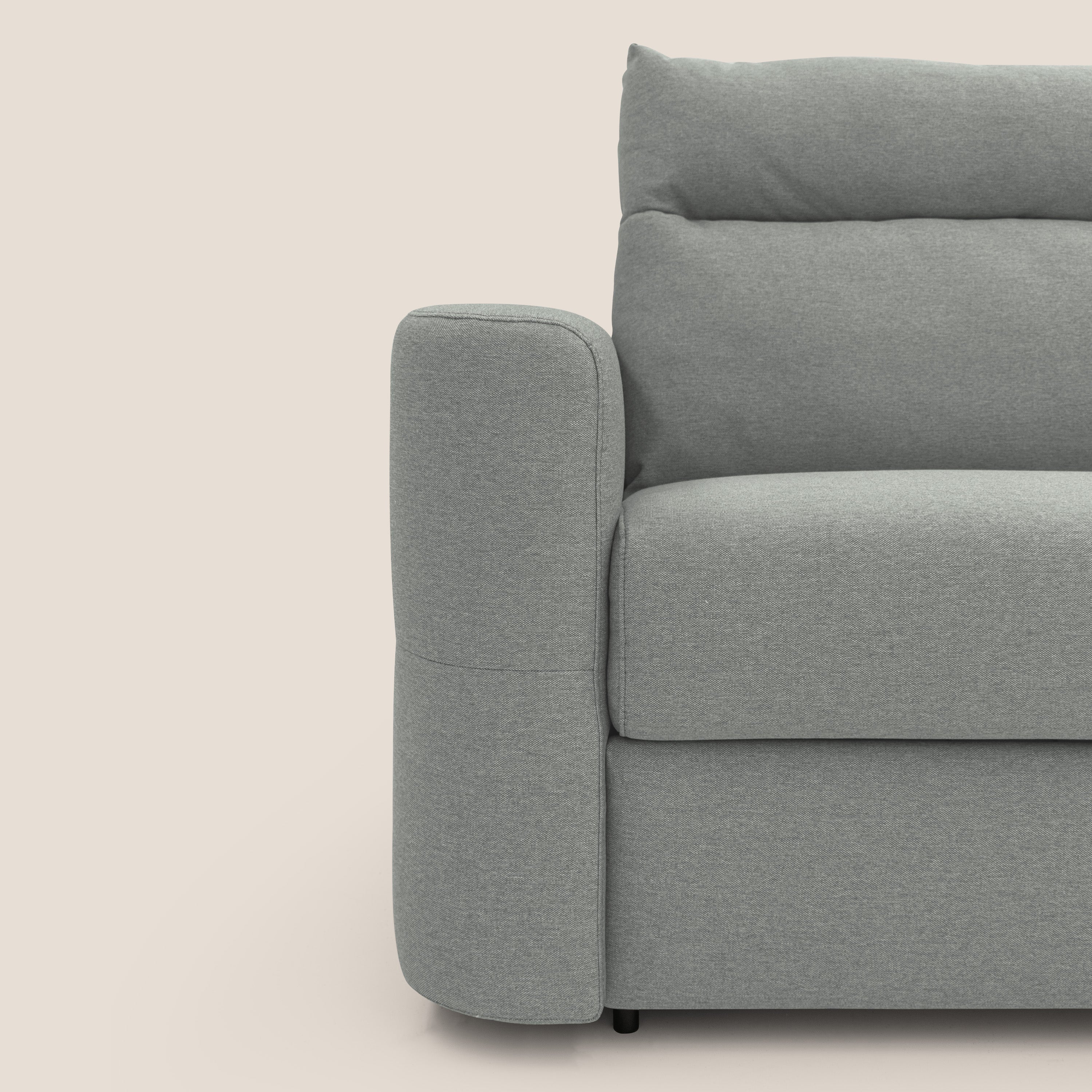 Cupido Divano letto materasso H18 cm e schienale alto in tessuto impermeabile simil cotone T13 grigio - divani.store