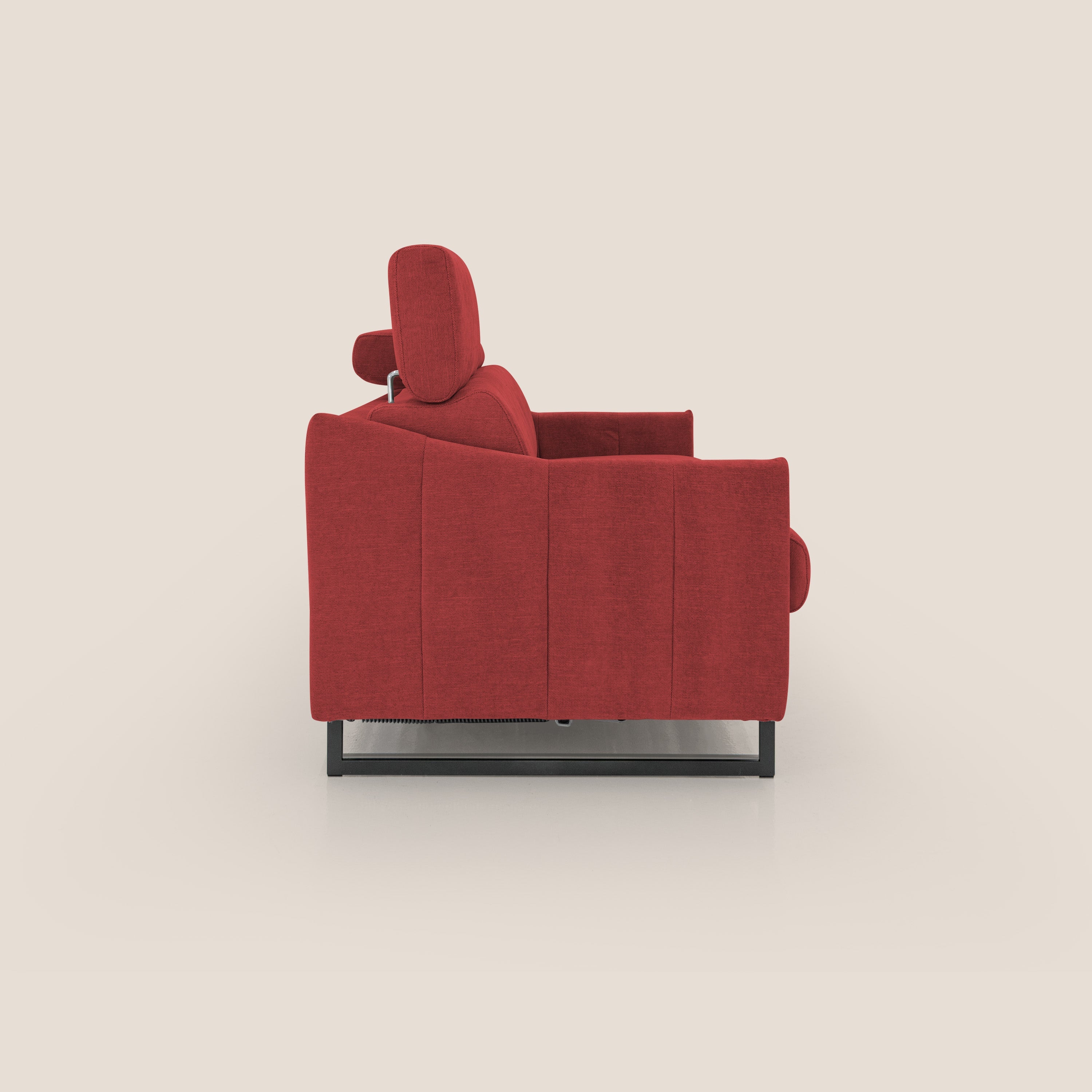 Loto divano letto salvaspazio materasso H18 cm con piedi alti in morbido tessuto impermeabile T14 rosso - divani.store