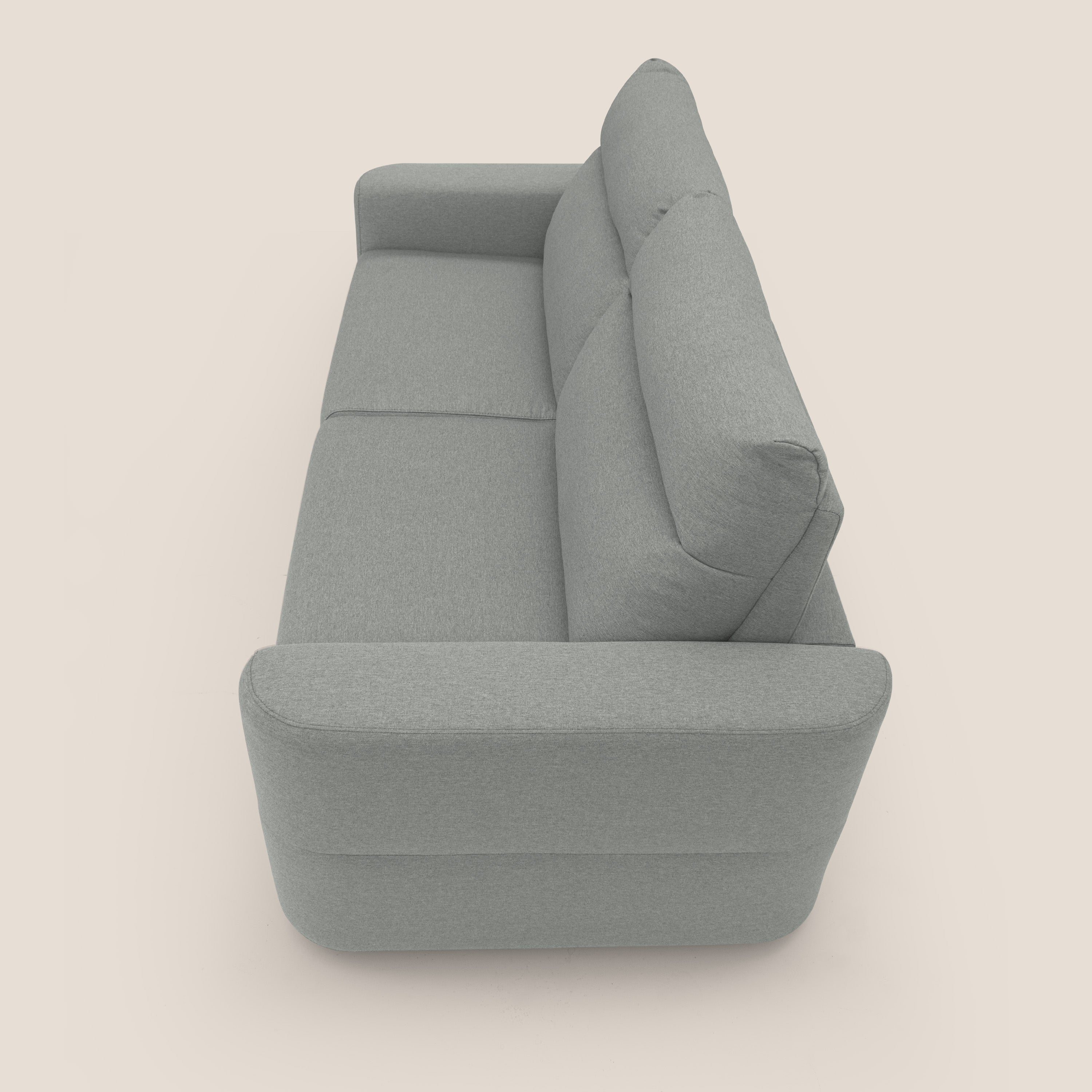 Cupido Divano letto materasso H18 cm e schienale alto in tessuto impermeabile simil cotone T13 grigio - divani.store