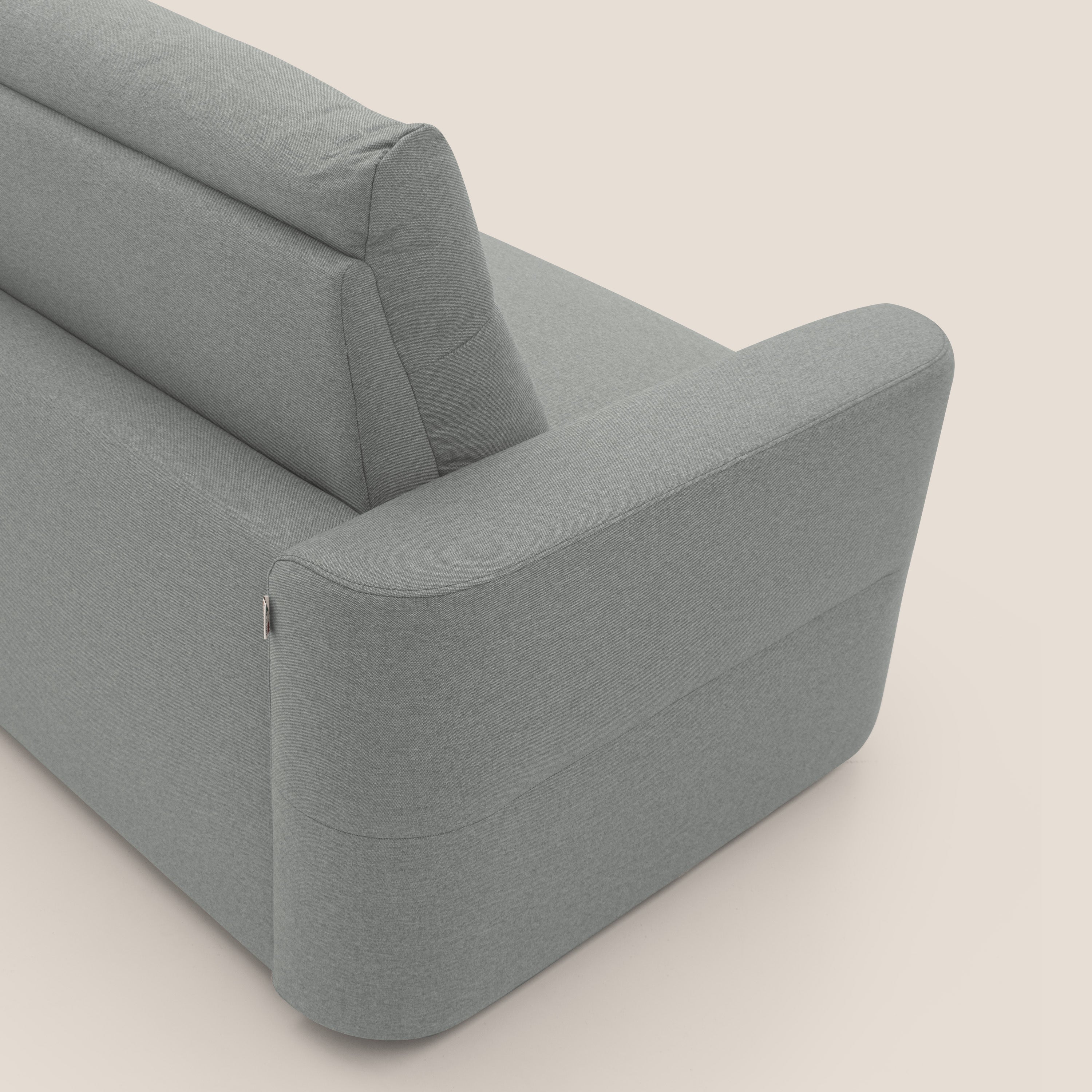 Cupido Divano letto materasso H18 cm e schienale alto in tessuto impermeabile simil cotone T13 grigio - divani.store