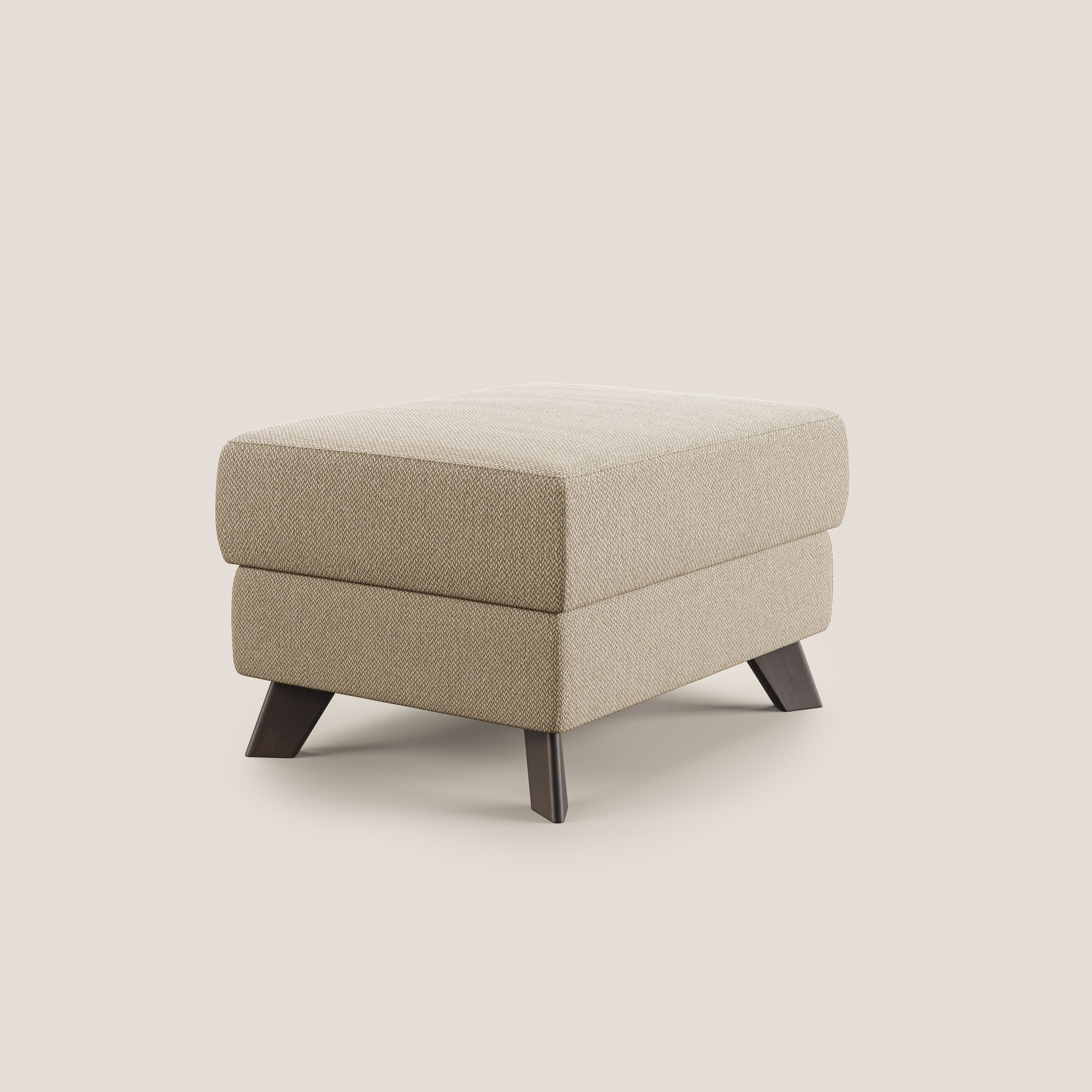 Moon Pouf contenitore e piedini alti in tessuto smacchiabile con acqua T05 beige - divani.store