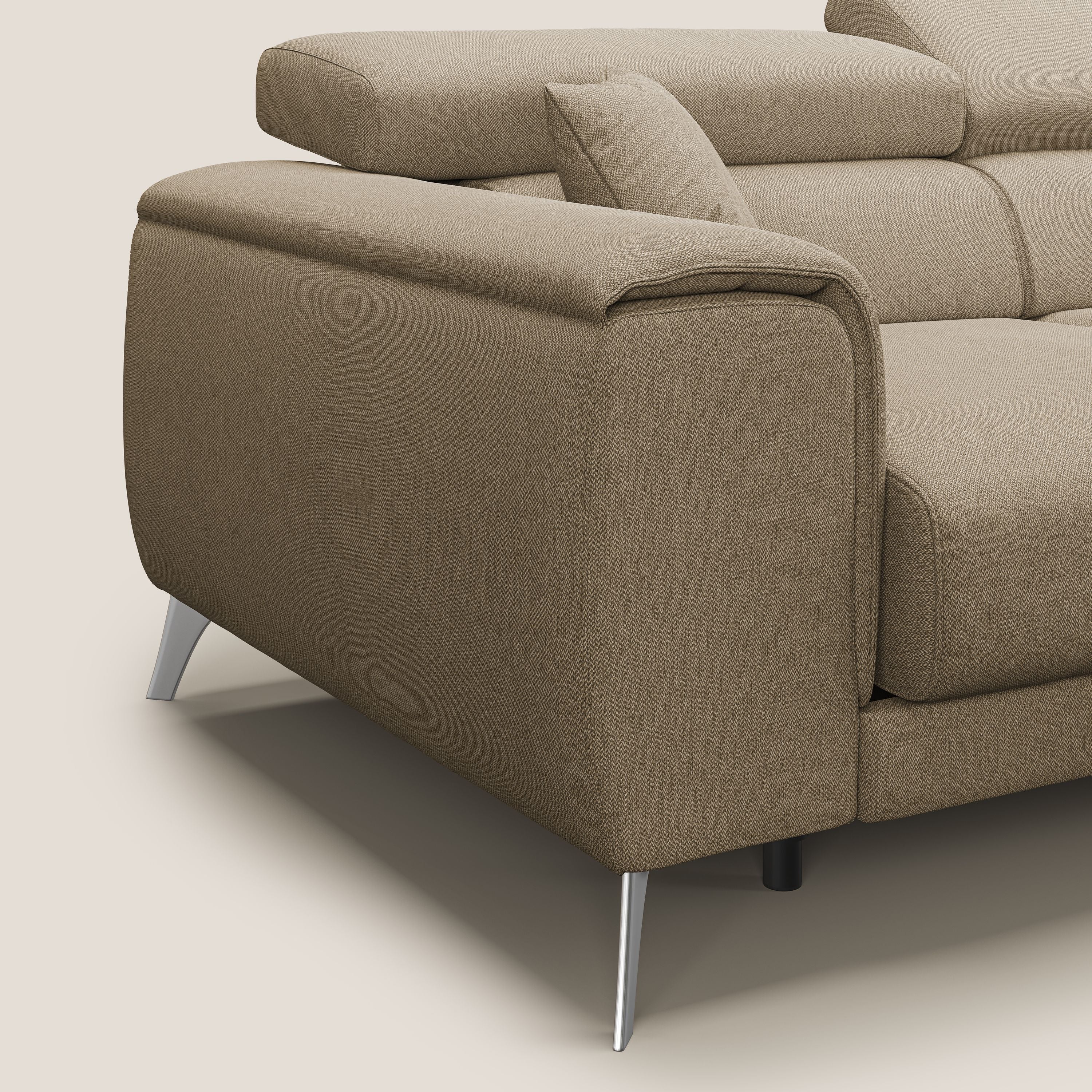 Fusion Divano angolare con sedute scorrevoli in tessuto morbido smacchiabile T05 beige - divani.store