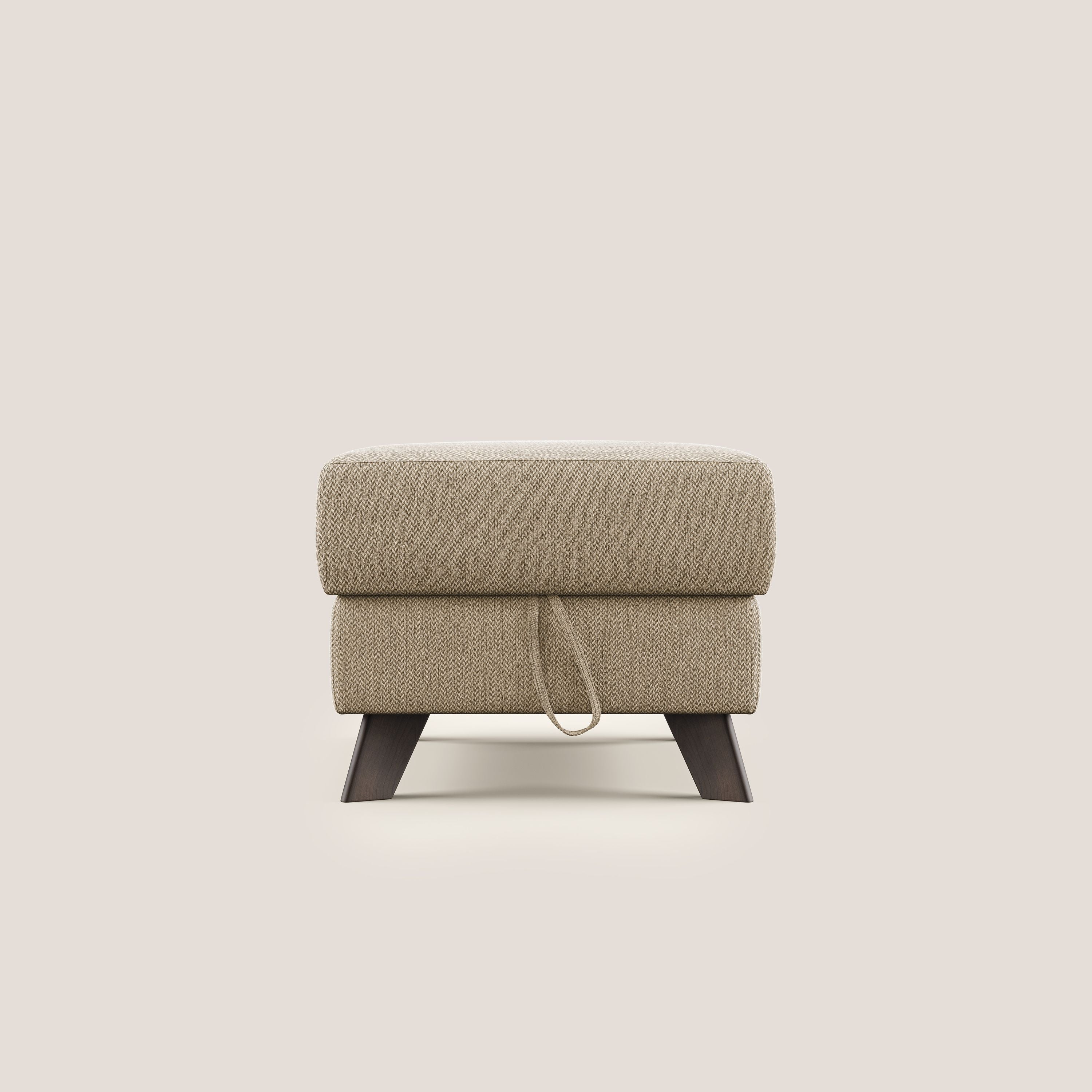 Moon Pouf contenitore e piedini alti in tessuto smacchiabile con acqua T05 beige - divani.store