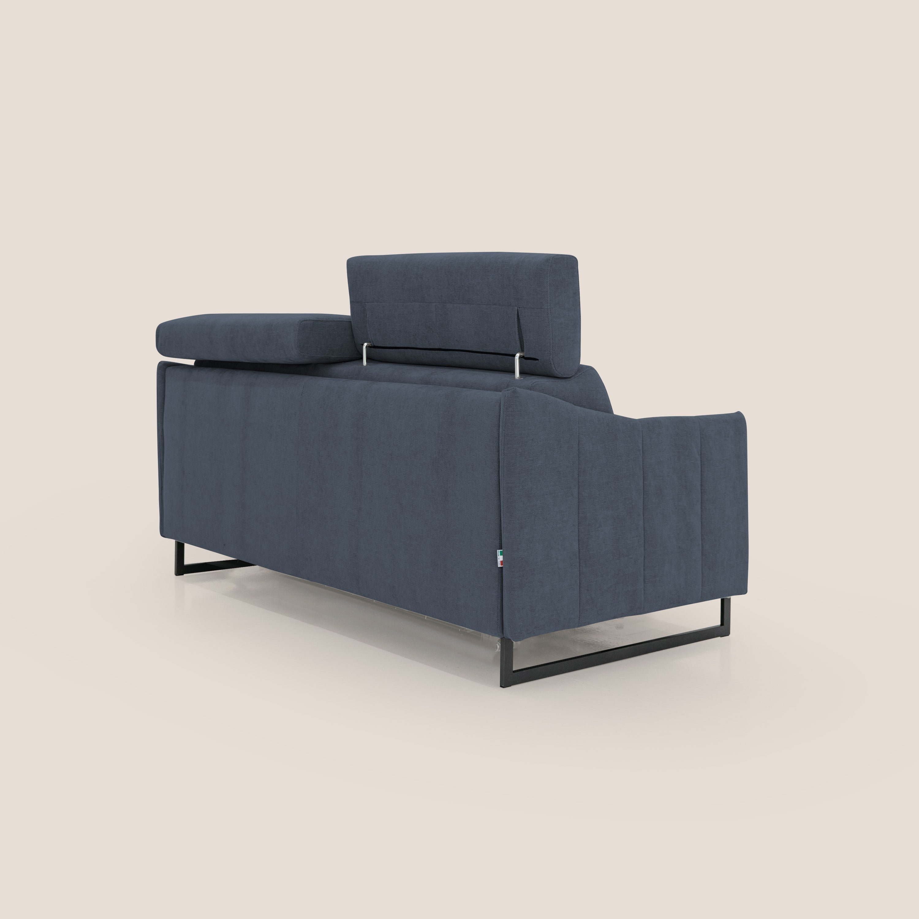 Loto divano letto salvaspazio materasso H18 cm con piedi alti in morbido tessuto impermeabile T14 blu - divani.store