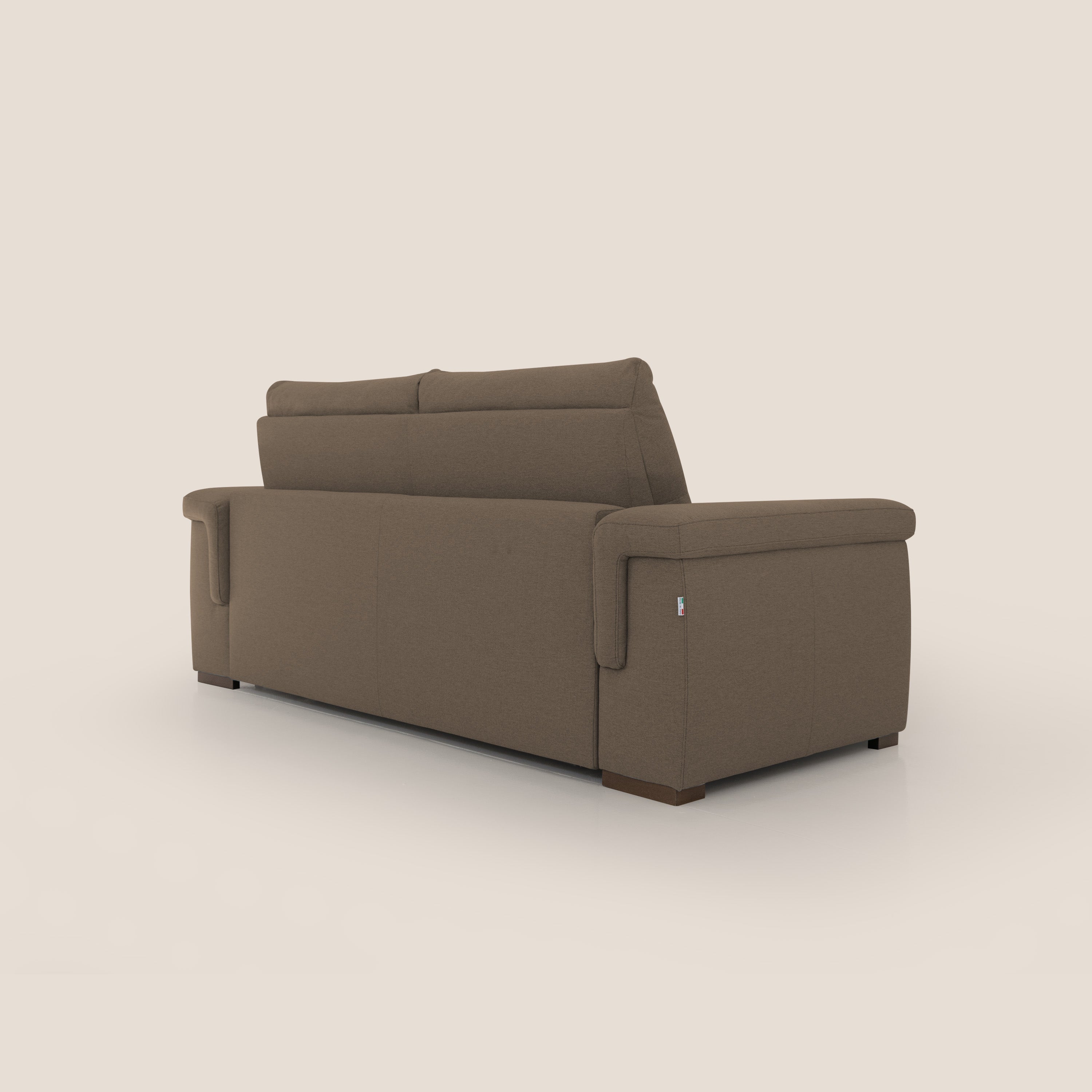 Magnolia divano letto con materasso alto 18 cm morbido schienale alto in tessuto smacchiabile T05 marrone - divani.store