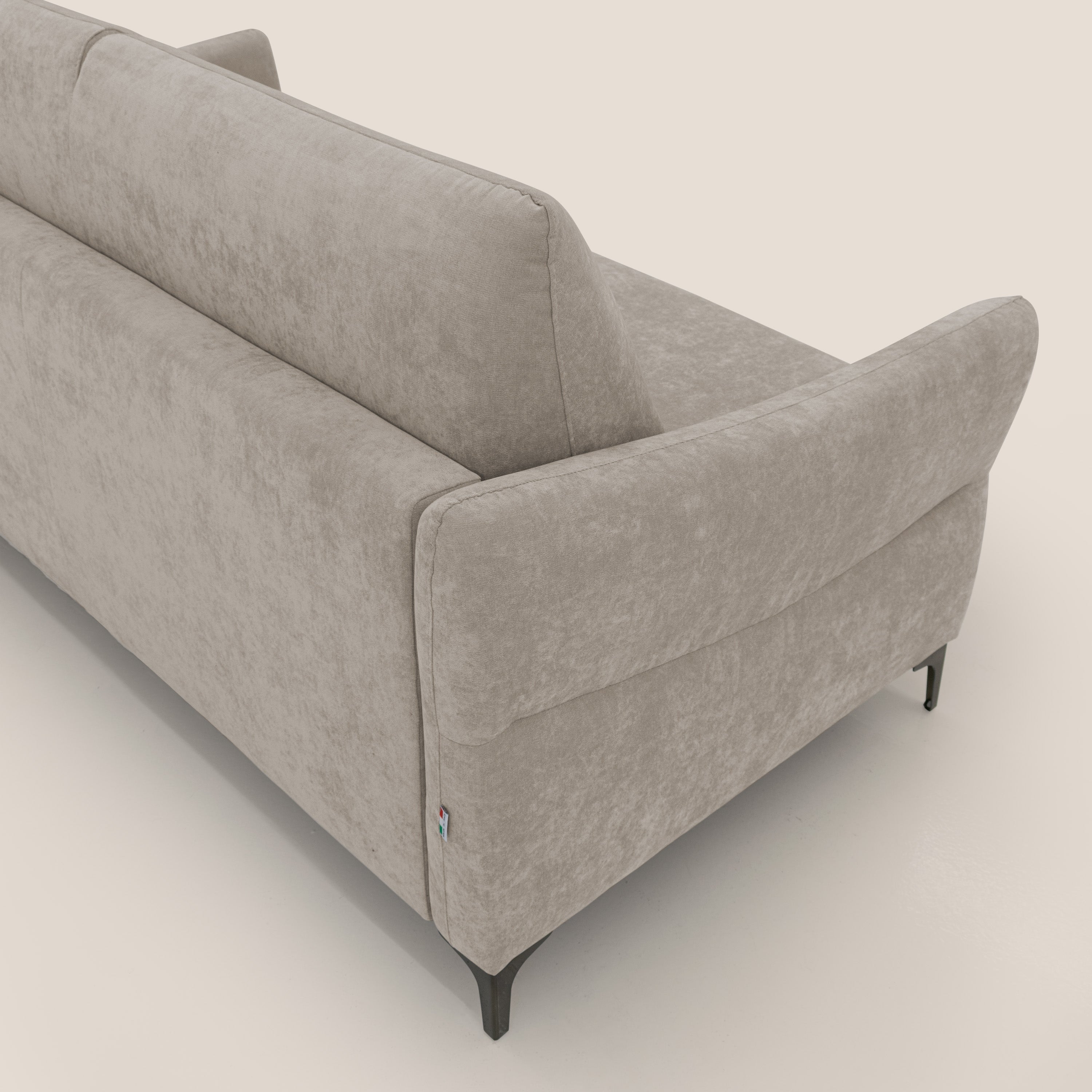 Dalia divano letto con materasso H18 cm e piedi alti in raffinato tessuto smacchiabile T17 beige - divani.store