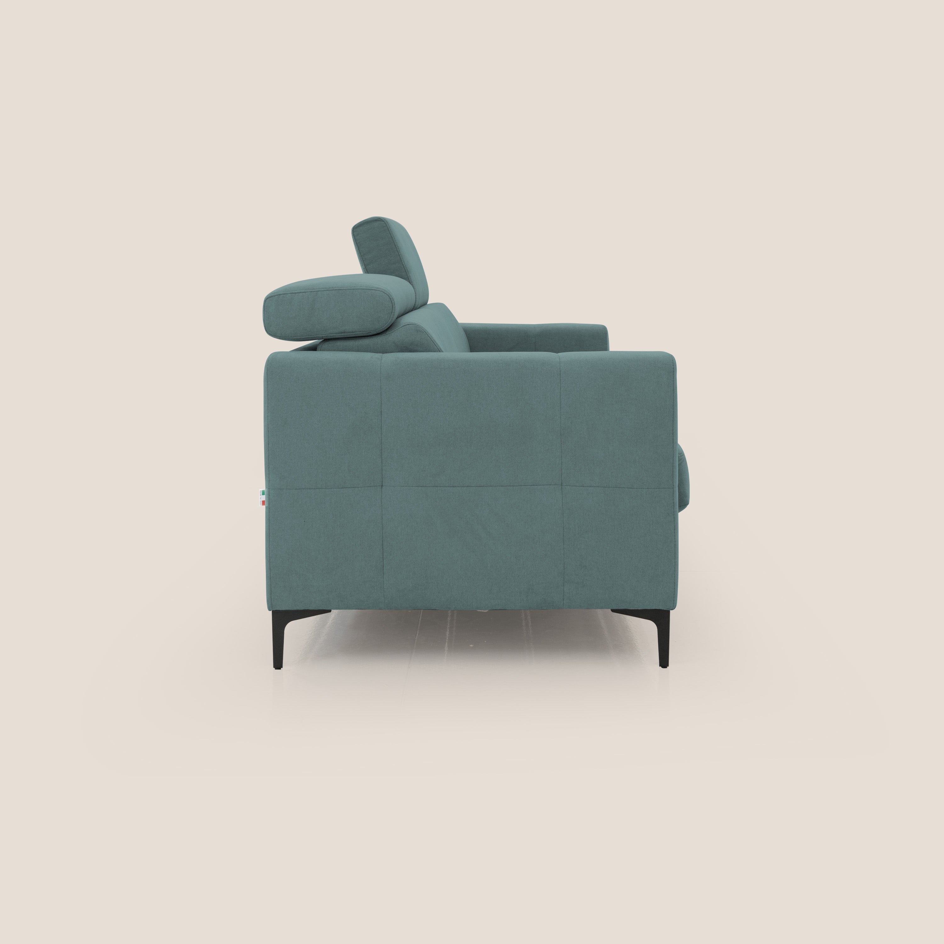 Gardenia divano letto materasso alto 18 cm con poggiatesta reclinabili e rivestimento impermeabile T02 petrolio - divani.store