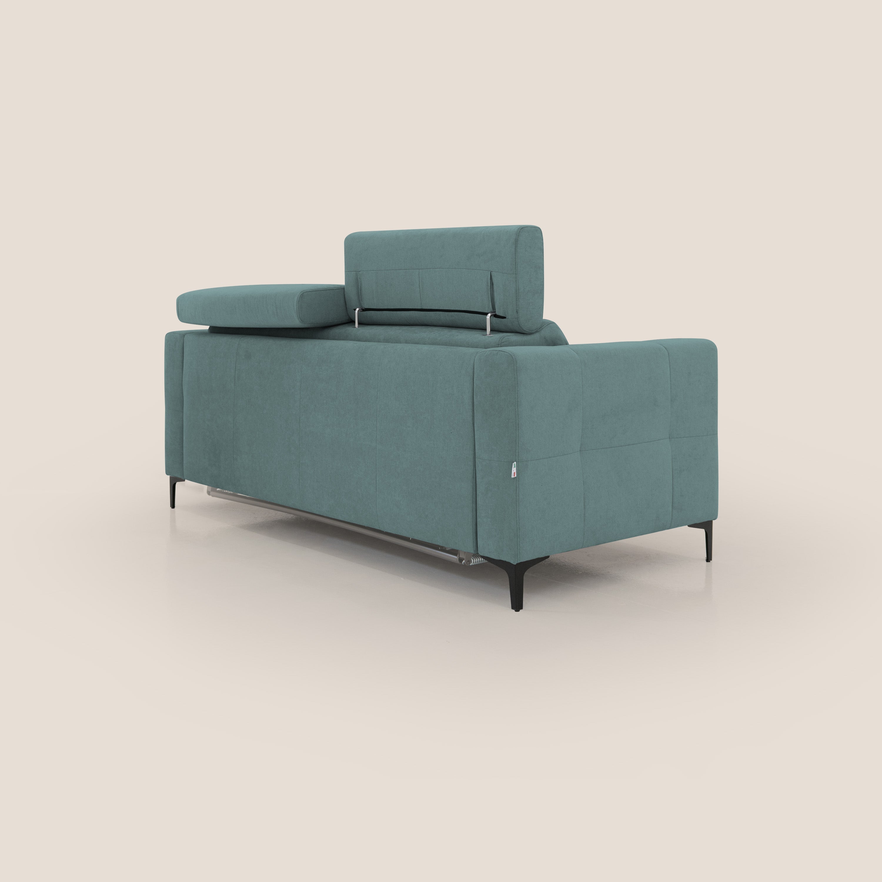 Gardenia divano letto materasso alto 18 cm con poggiatesta reclinabili e rivestimento impermeabile T02 petrolio - divani.store