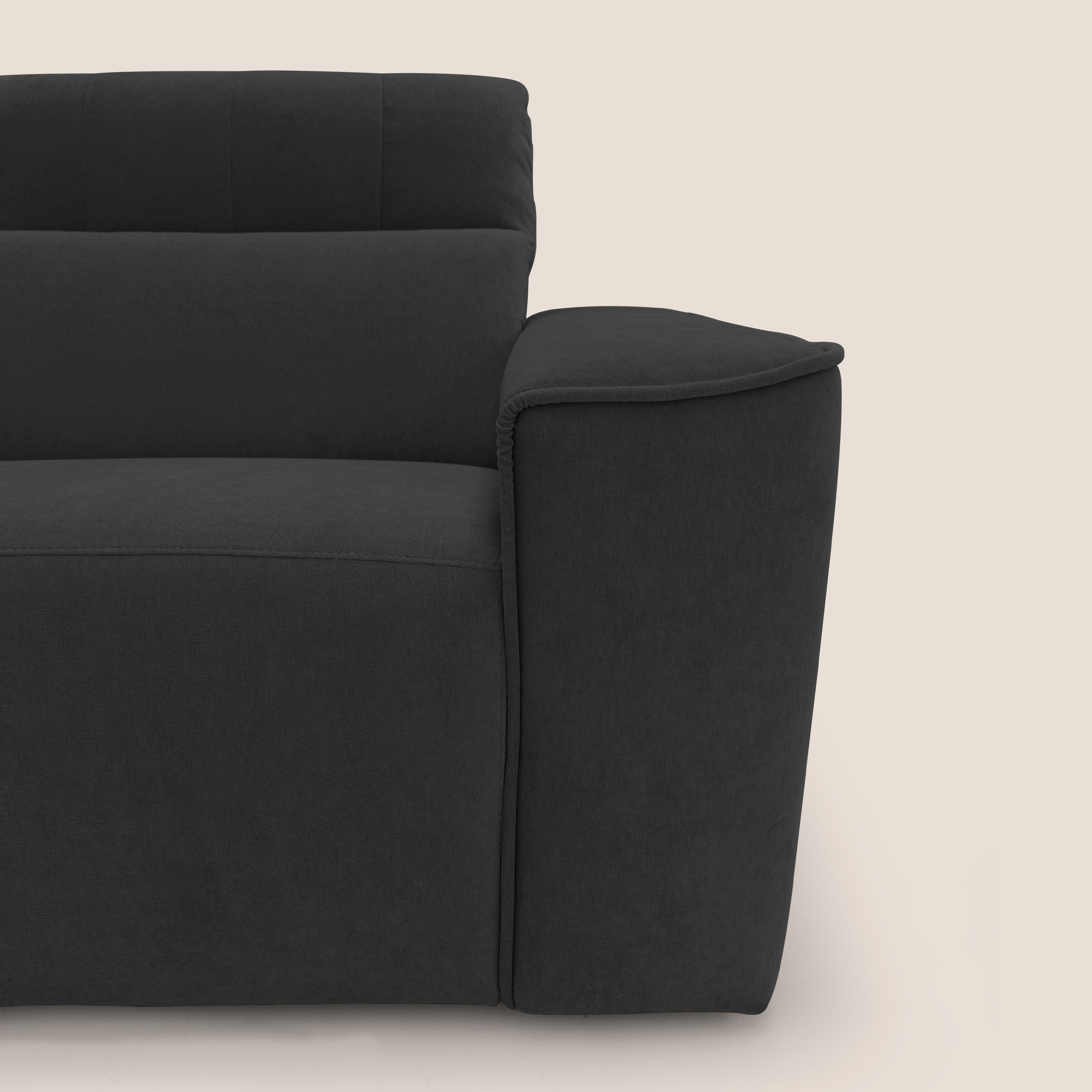 Clark Divano modulare angolare REVERSIBILE con opzione relax elettrico in tessuto smacchiabile impermeabile T17 nero - divani.store